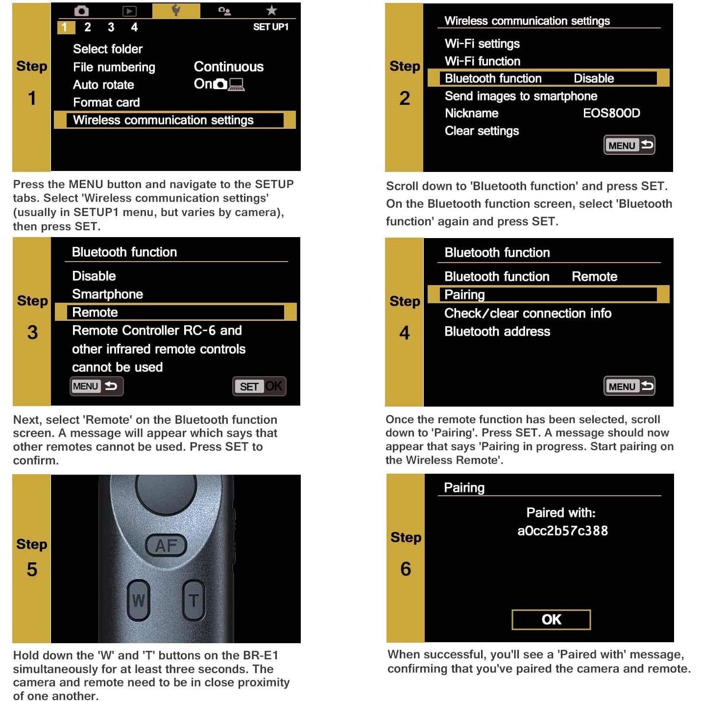 Control Remoto Inalámbrico AODELAN BR-E1A para Canon