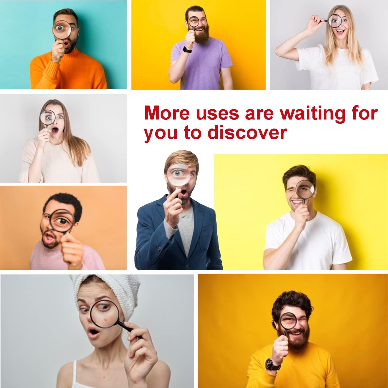 Lupa de Bolsillo 5X GPJYYDS con Funda de Cuero 6 cm