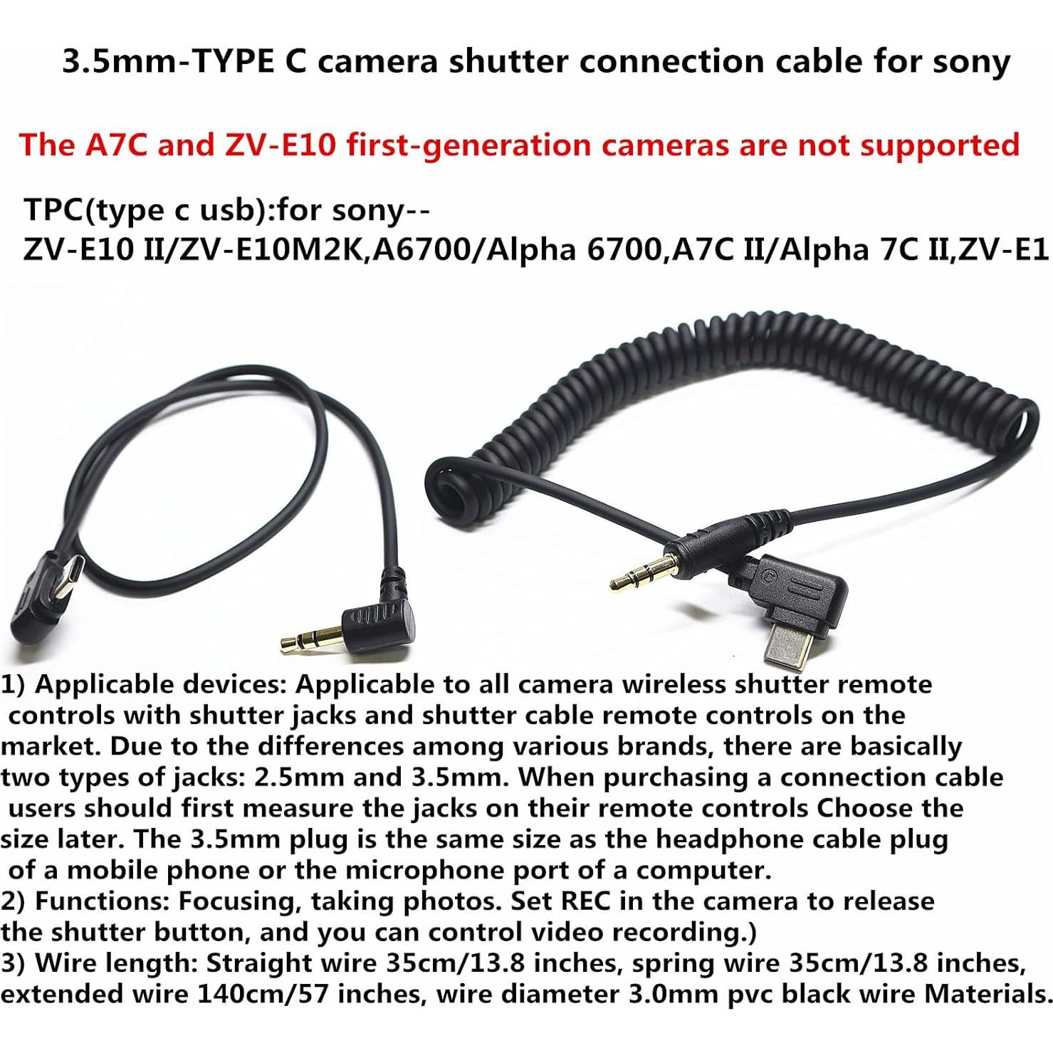 Cable de Liberación de Obturador Sony 3.5mm Tipo C 35.1cm