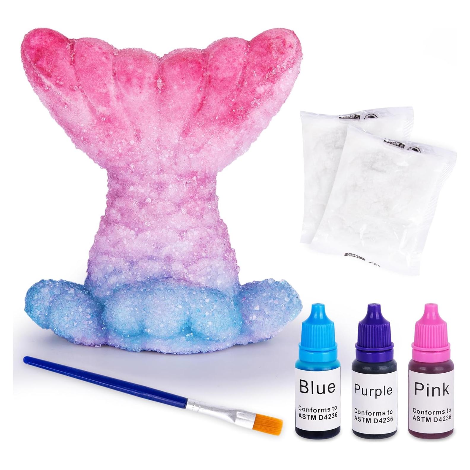 Kit de Manualidades de Cristales de Sirena ArtCreativity - 2 Paquetes de Polvo, Tinte y Pincel