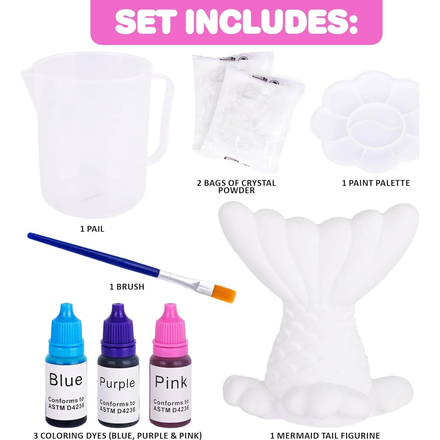 Kit de Manualidades de Cristales de Sirena ArtCreativity - 2 Paquetes de Polvo, Tinte y Pincel