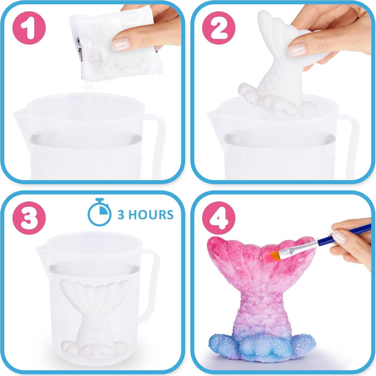 Kit de Manualidades de Cristales de Sirena ArtCreativity - 2 Paquetes de Polvo, Tinte y Pincel