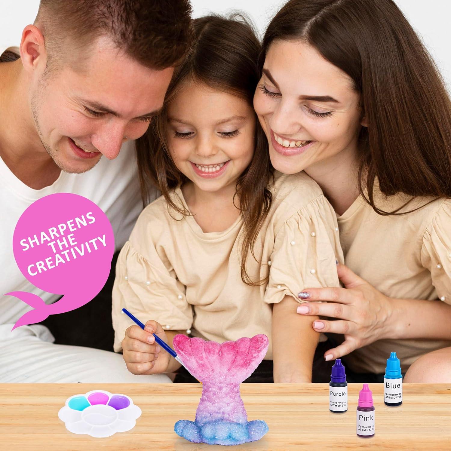 Kit de Manualidades de Cristales de Sirena ArtCreativity - 2 Paquetes de Polvo, Tinte y Pincel