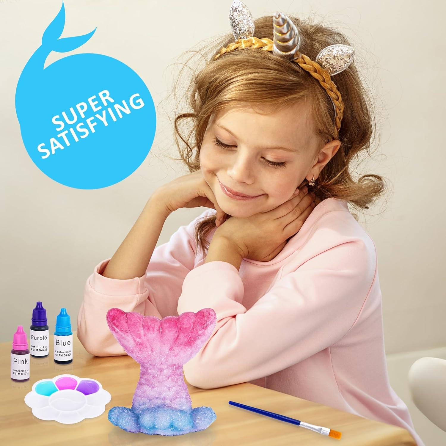 Kit de Manualidades de Cristales de Sirena ArtCreativity - 2 Paquetes de Polvo, Tinte y Pincel