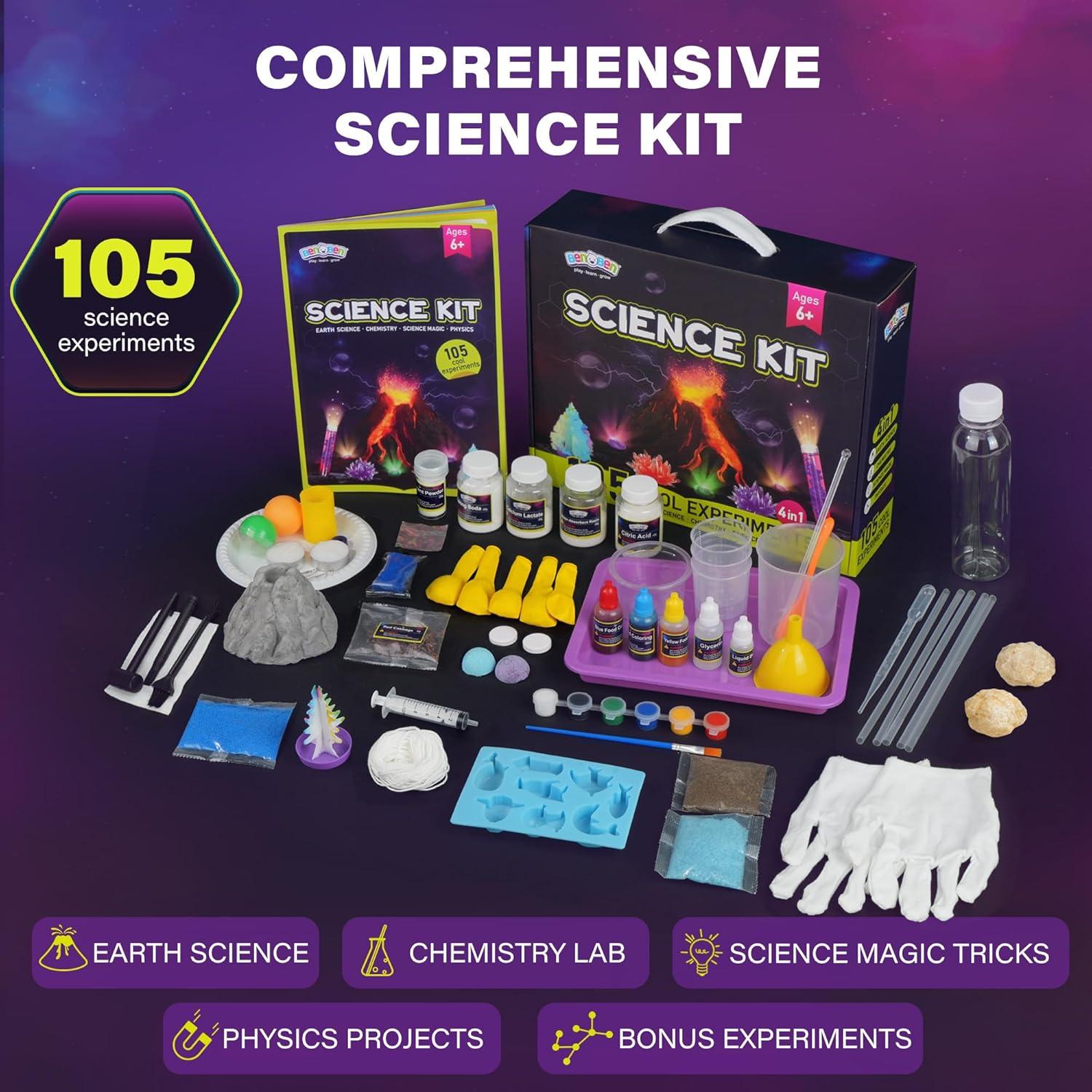 Kit de Ciencia BenBen 105 Experimentos para Niños 6-14 Años