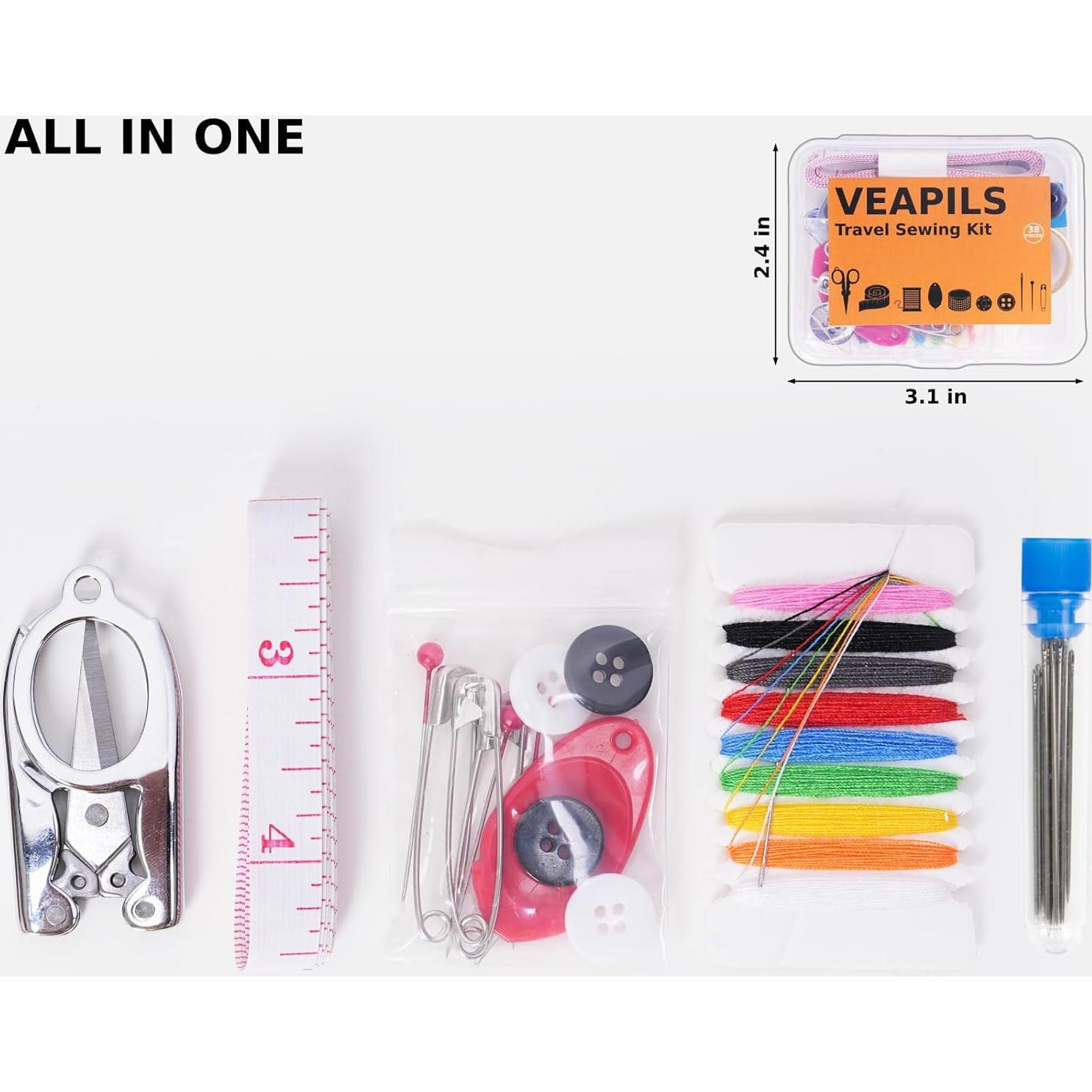 Kit de Costura de Viaje Veapils 38 Piezas Portátil Mini