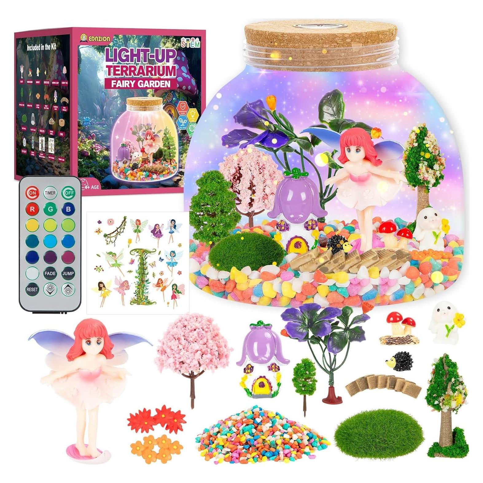 Kit de Terrario de Hadas Ednzion Iluminado 15x15cm