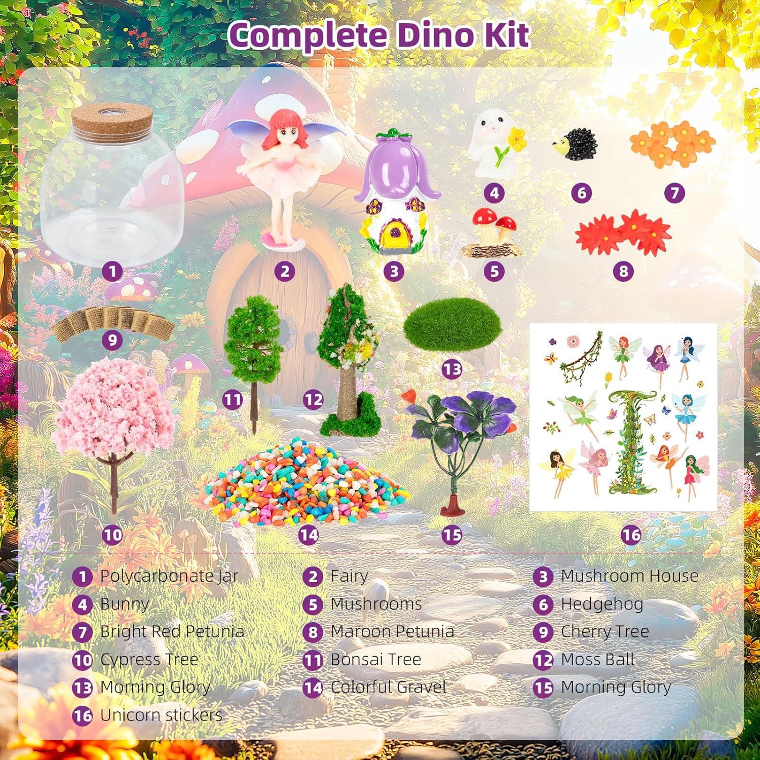 Kit de Terrario de Hadas Ednzion Iluminado 15x15cm