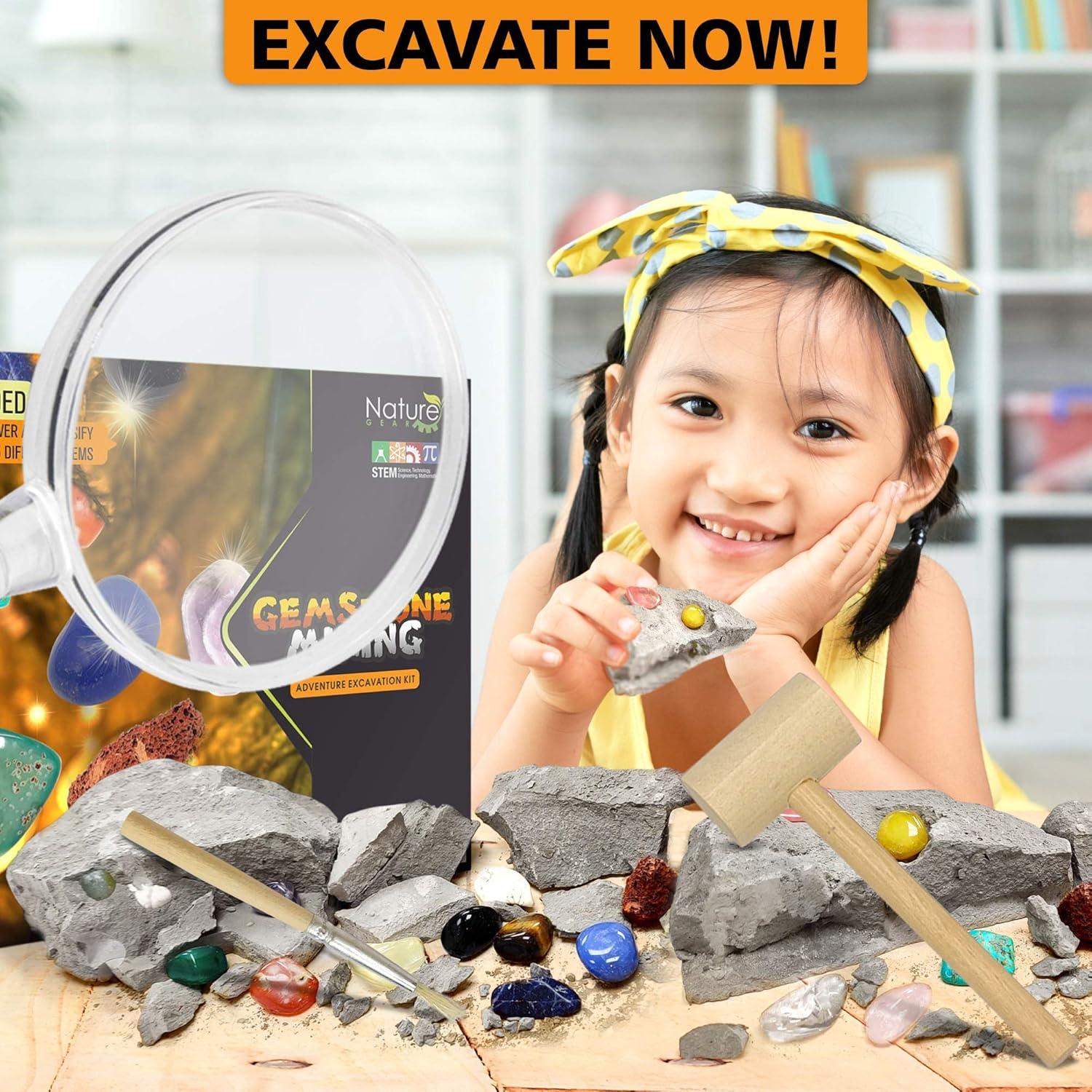 Kit de Excavación de Gemas Nature Gear para Niños - 15 Gemas