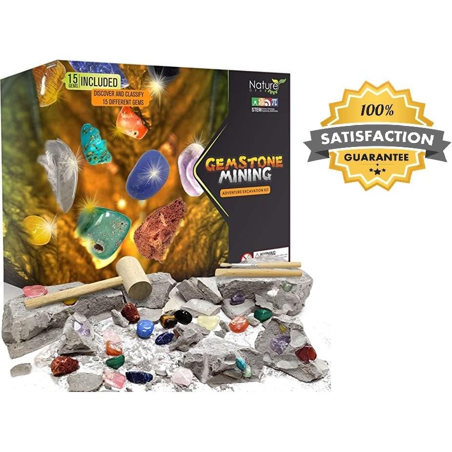 Kit de Excavación de Gemas Nature Gear para Niños - 15 Gemas