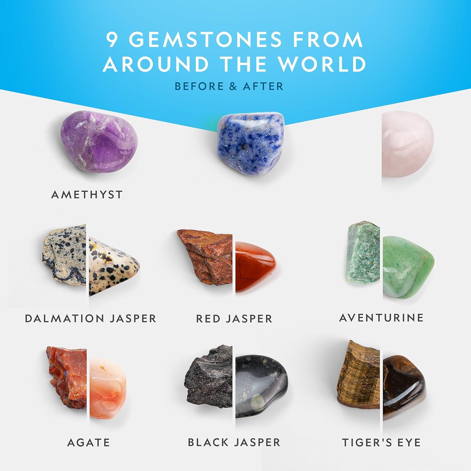 Kit de Pulido de Rocas Blue Marble NG - Hobby, 9 Gemas, 4 Granos