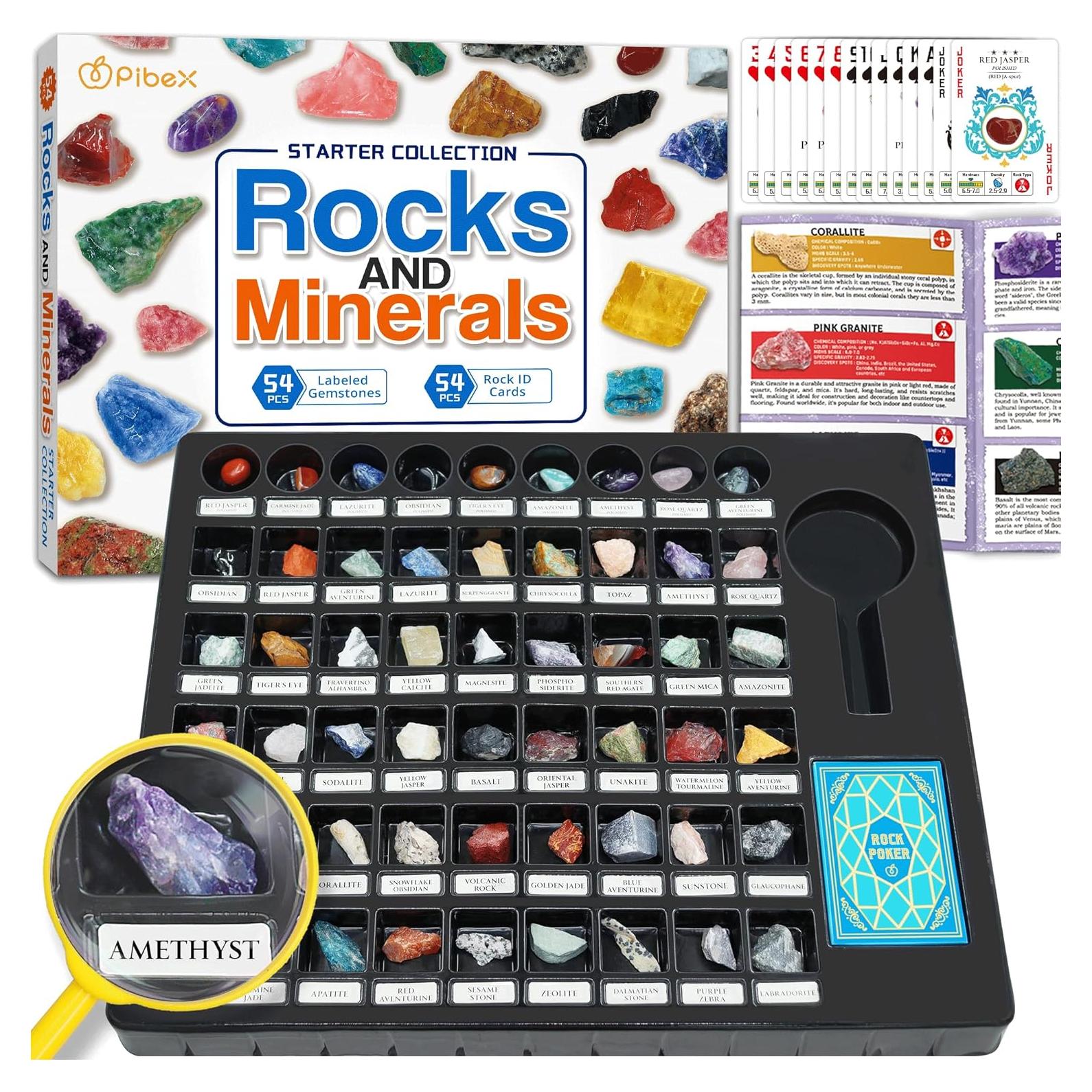 Kit de Colección de Rocas PIBEX - 54 Piezas con Guía