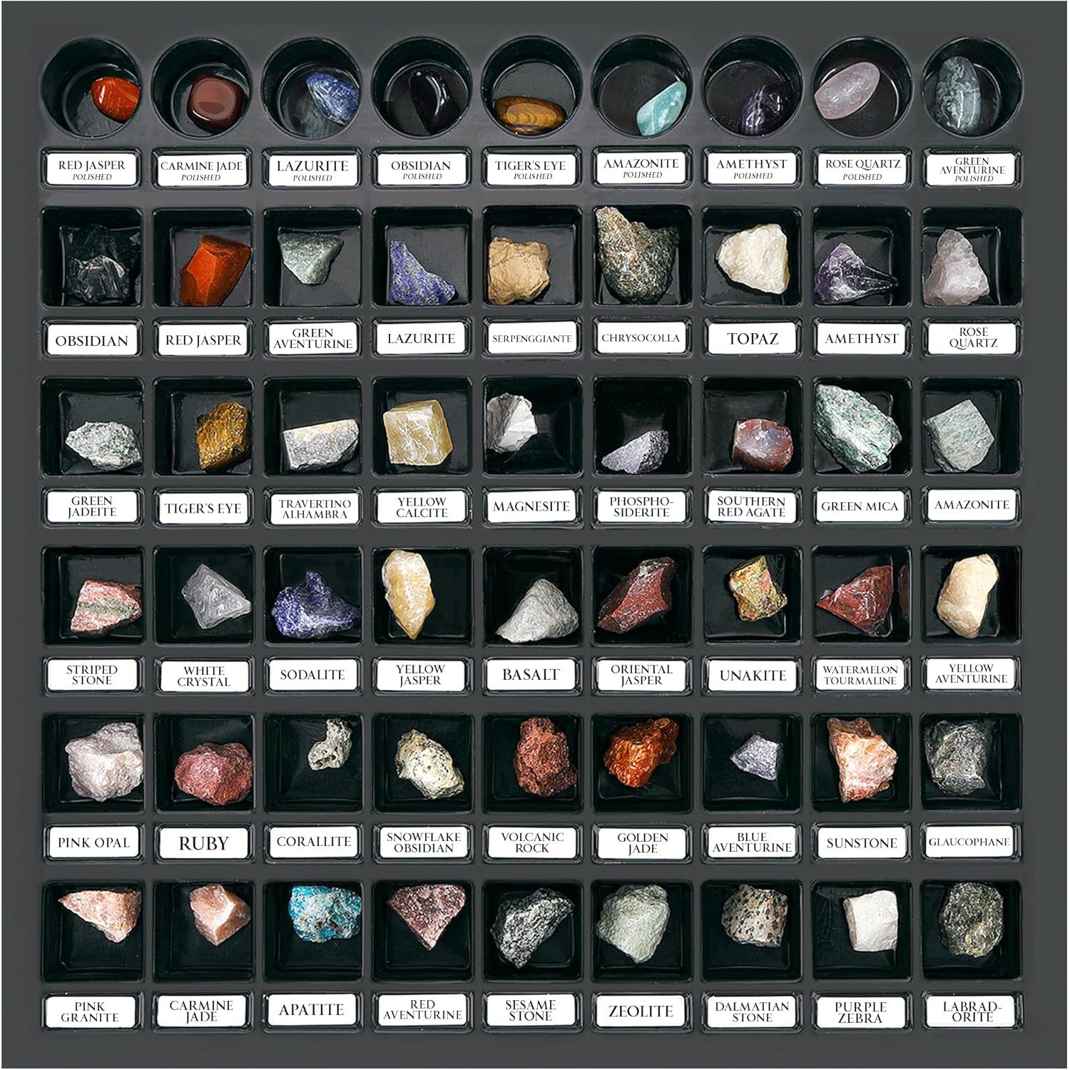 Kit de Colección de Rocas PIBEX - 54 Piezas con Guía