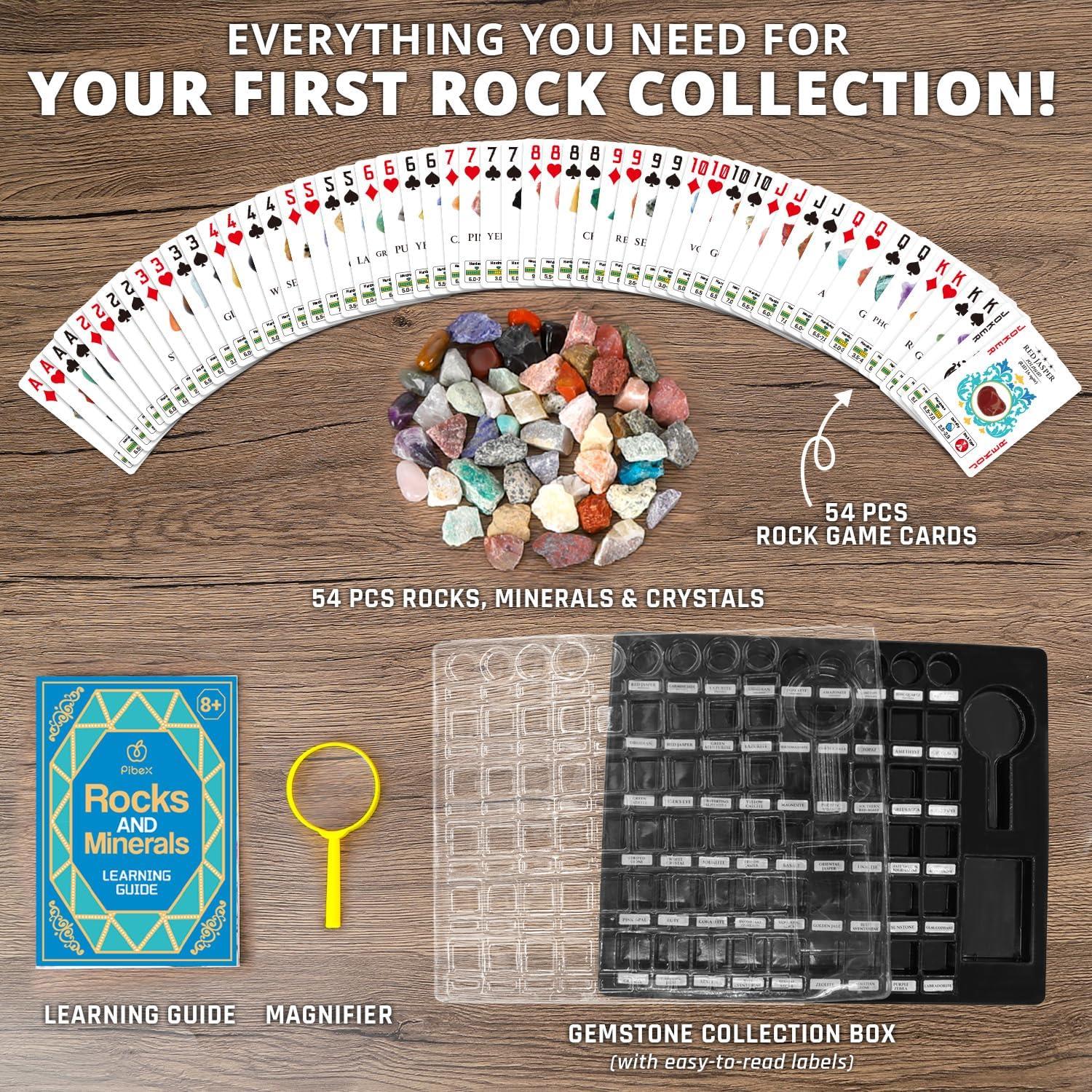 Kit de Colección de Rocas PIBEX - 54 Piezas con Guía