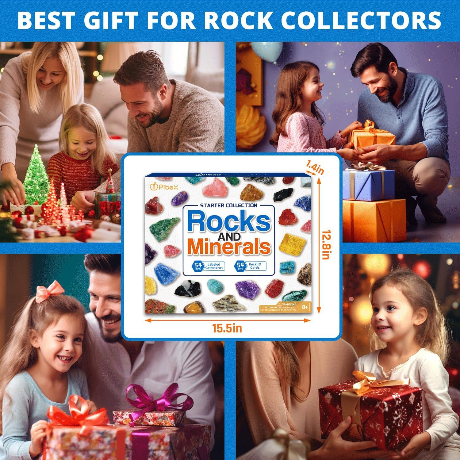 Kit de Colección de Rocas PIBEX - 54 Piezas con Guía