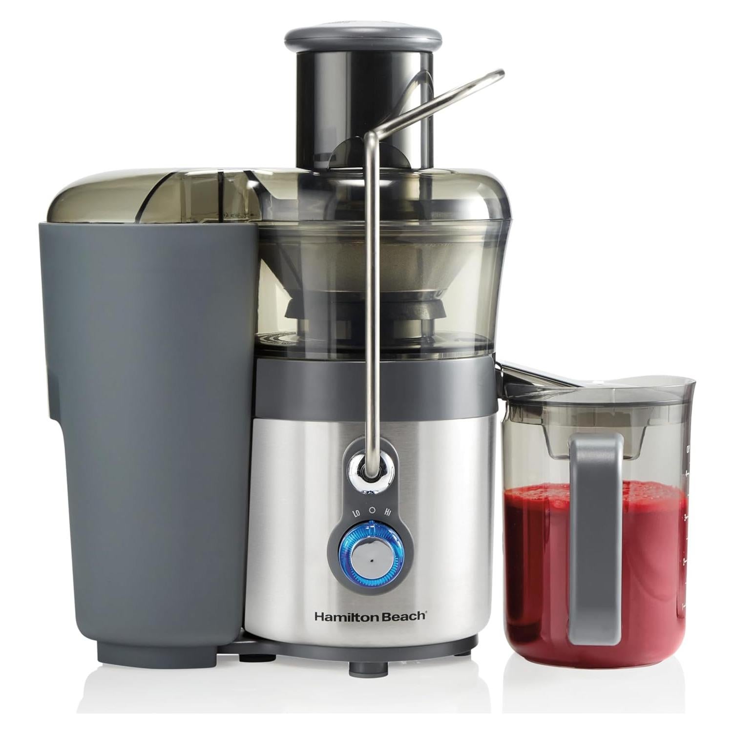 Extractor de Jugo Hamilton Beach 850W, Jarra 1.18L, Plata