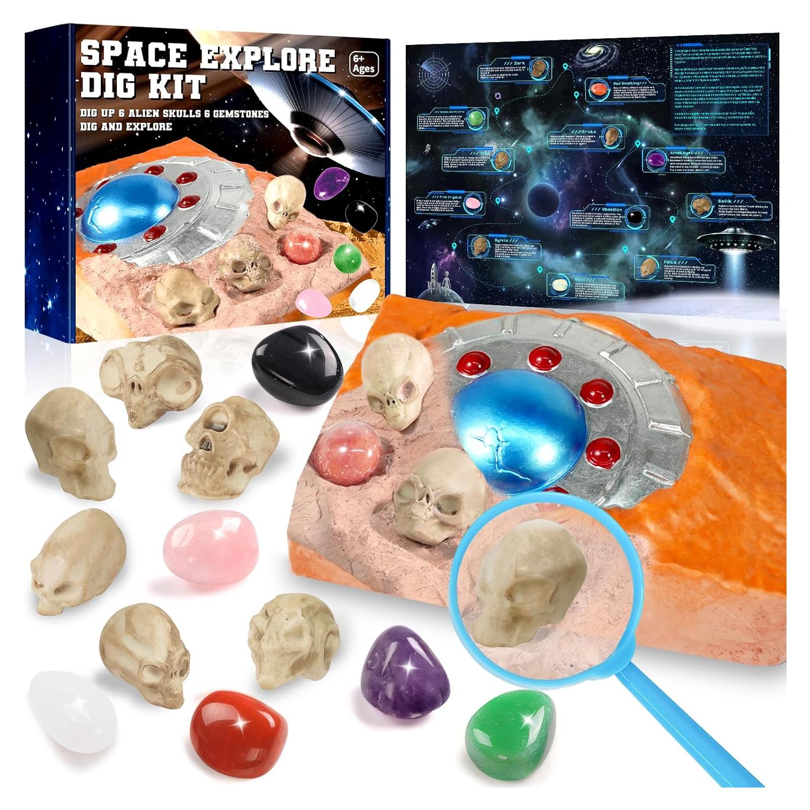 Kit de Excavación Rileryan 12 PZS Gemas y Calaveras Alienígenas