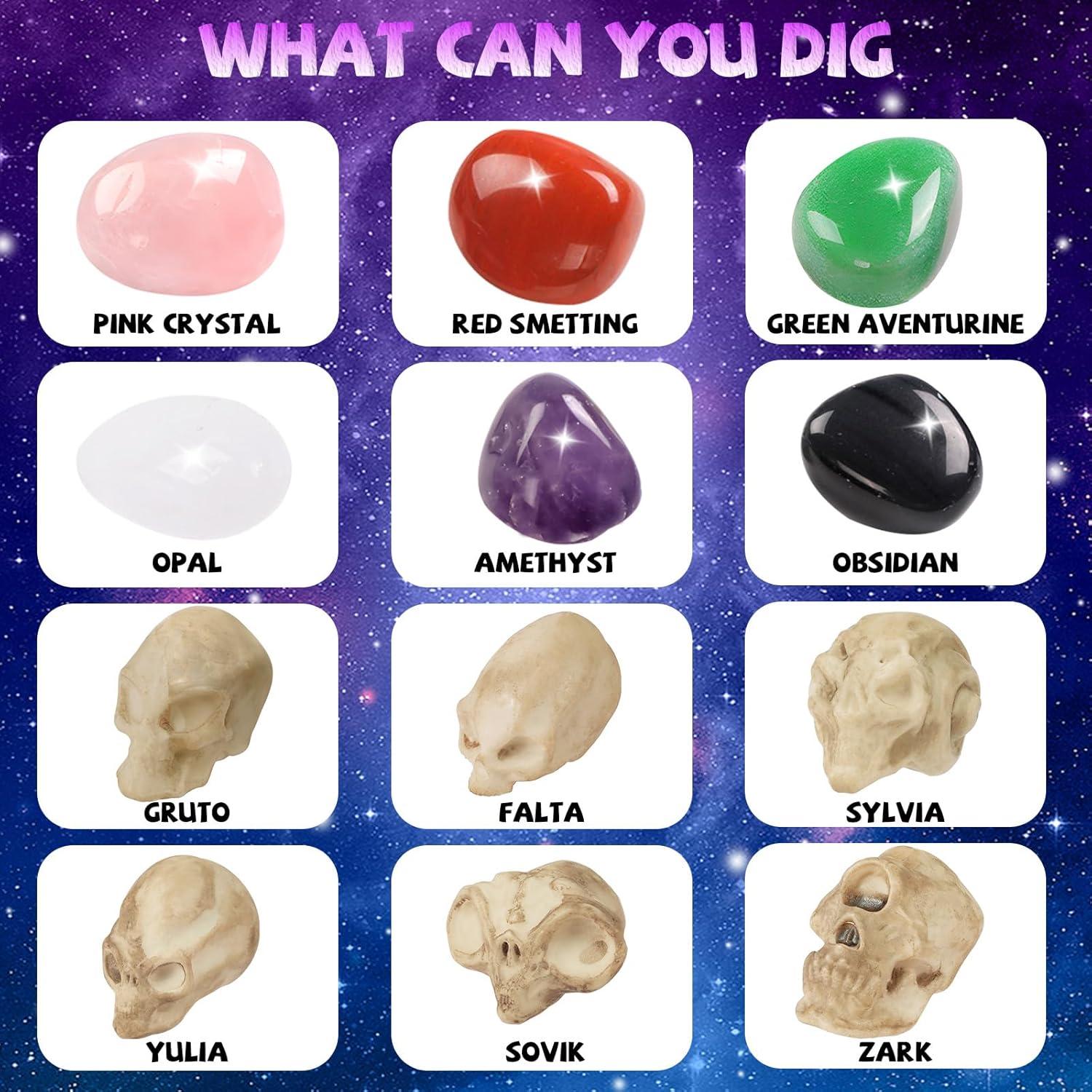 Kit de Excavación Rileryan 12 PZS Gemas y Calaveras Alienígenas