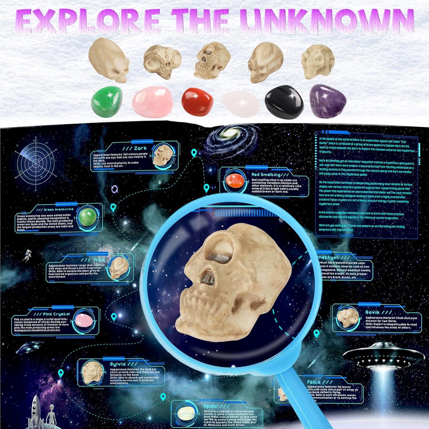 Kit de Excavación Rileryan 12 PZS Gemas y Calaveras Alienígenas