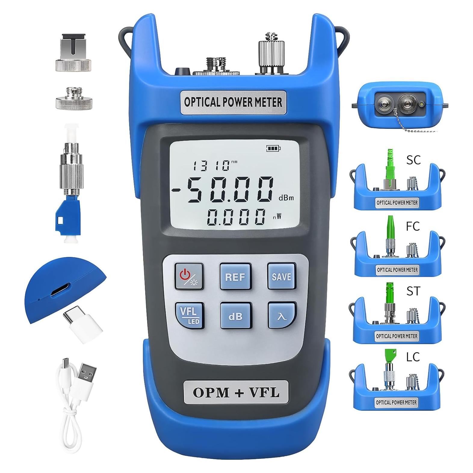 Medidor de Potencia Óptica Recargable Sumchan OPM-VFL15KM 15km