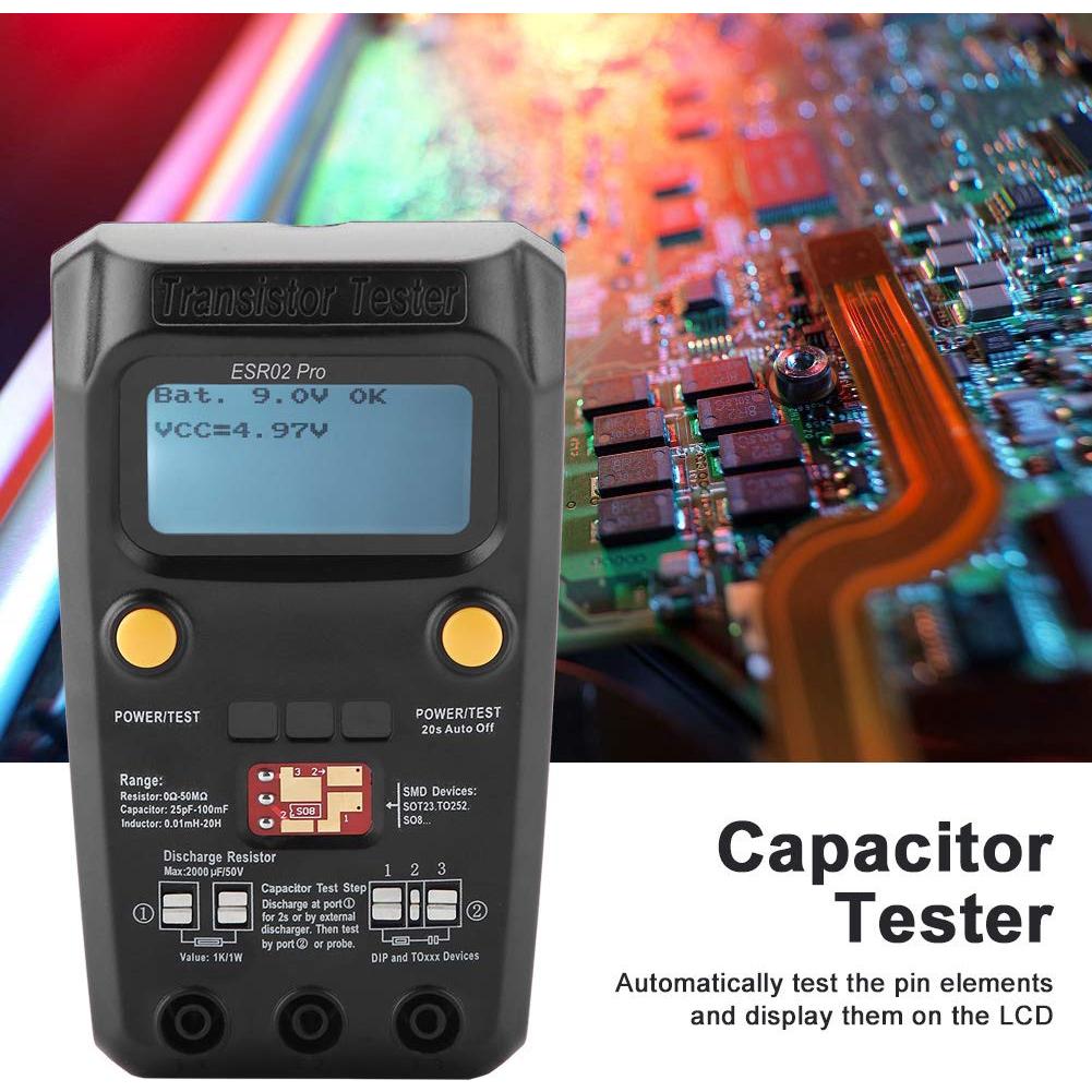 Probador de Transistores Digital BSIDE Pro Pantalla LCD 14x8cm