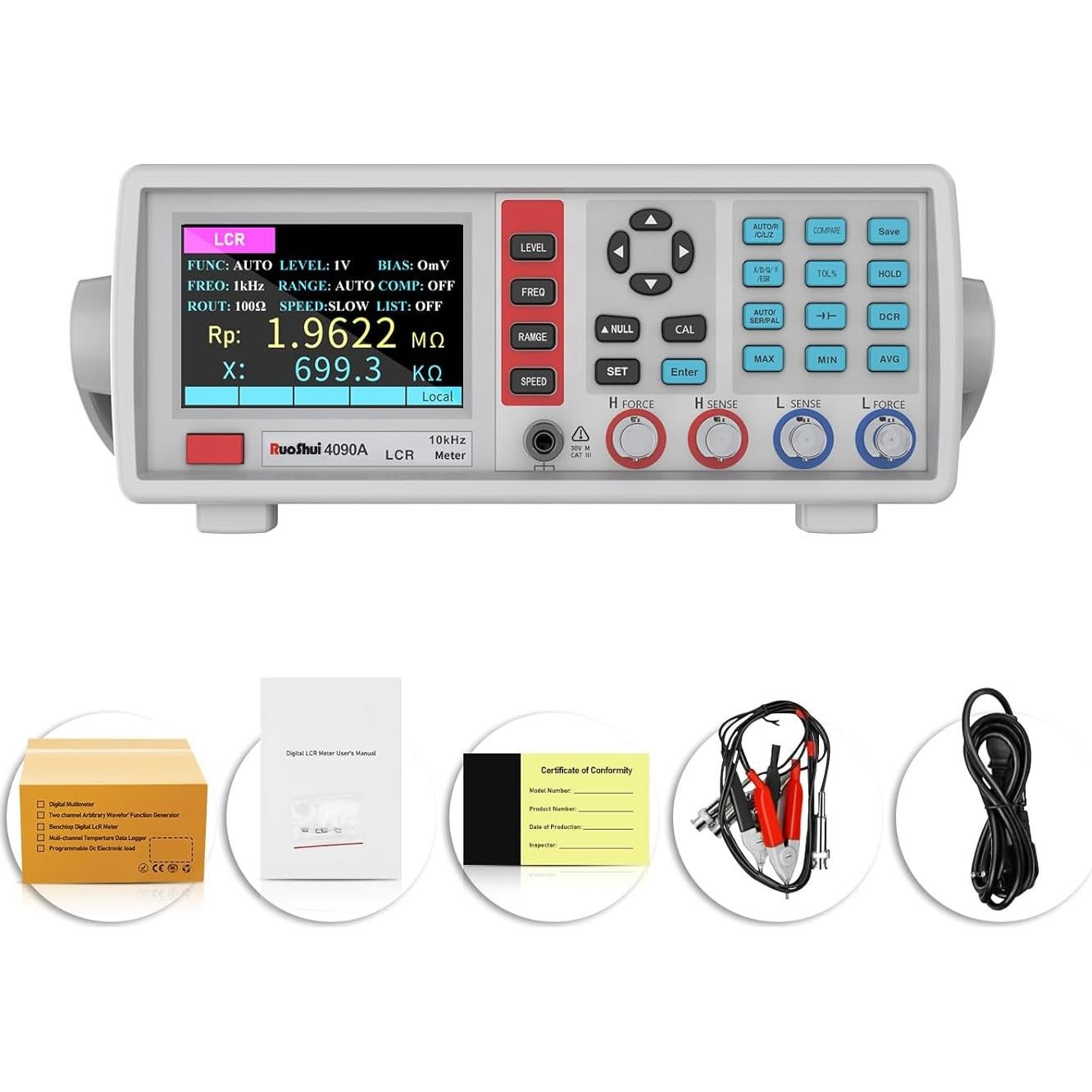 Medidor LCR Digital RuoShui 4090A 10Hz-100kHz Precisión 0.2%