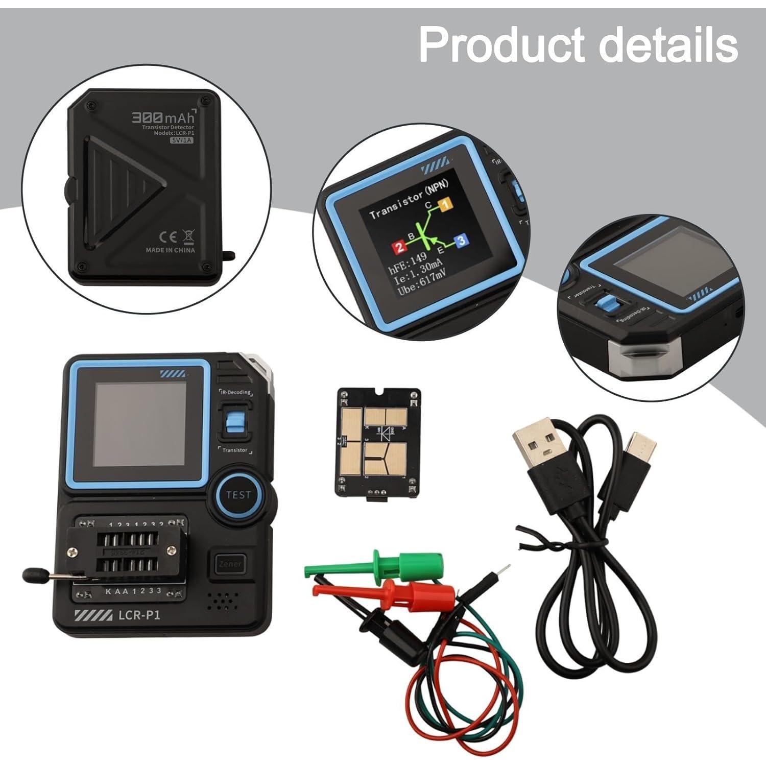 Probador de Transistores Tooluantmall LCR-P1 Multifuncional