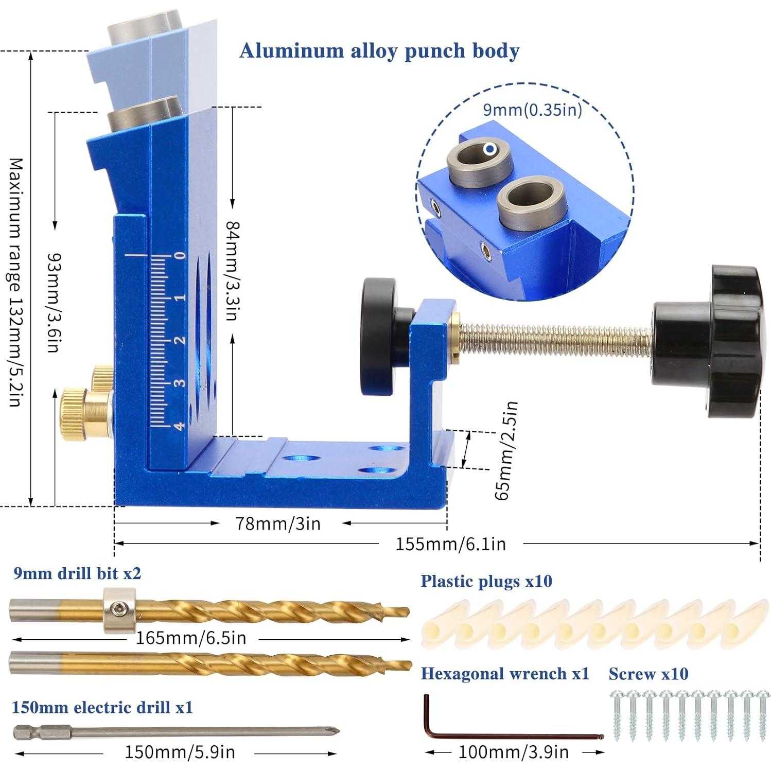 Kit de Plantilla de Agujeros GQGP 3-en-1 para Carpintería