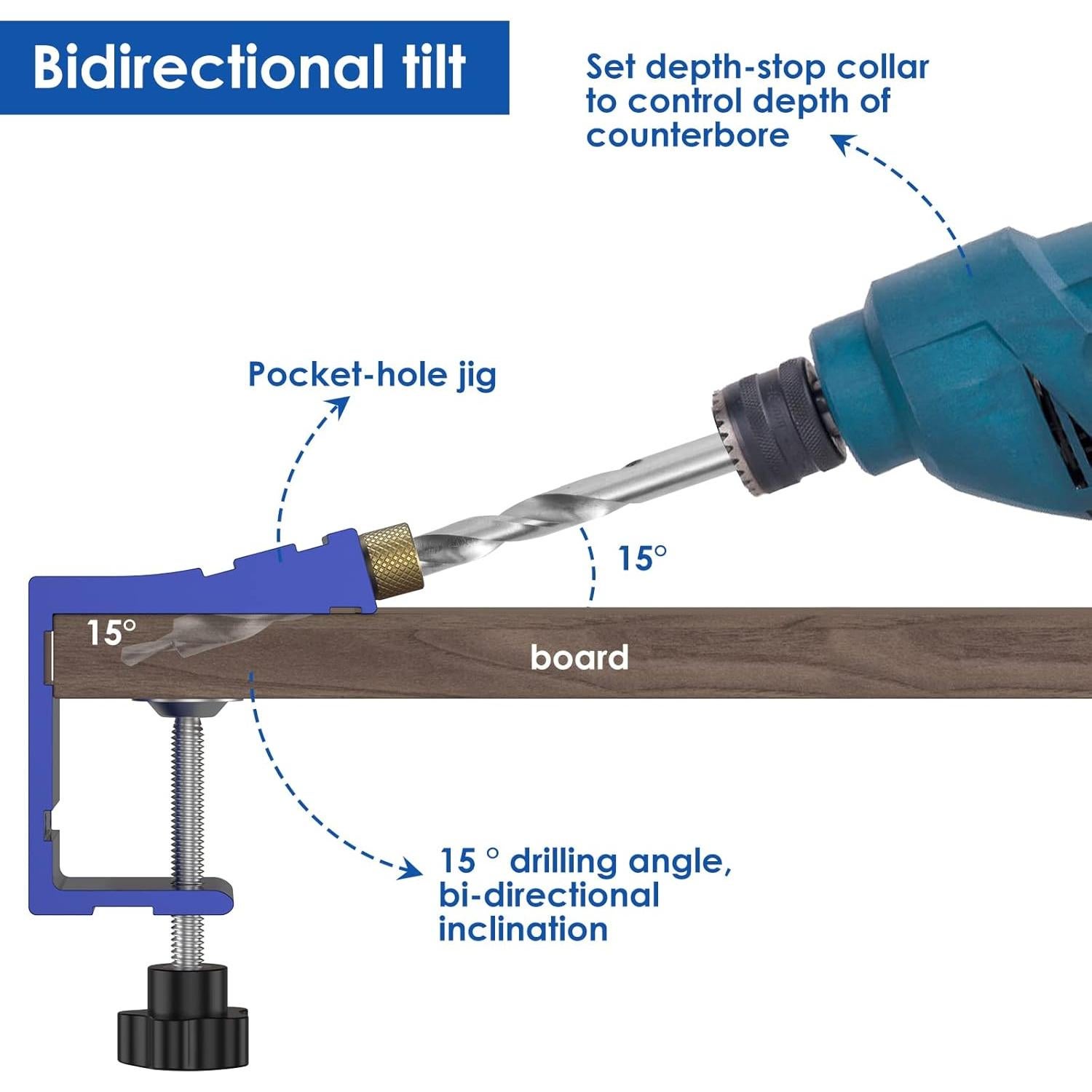 Kit de Localizador de Agujeros 47 Piezas Ajustable 15 Grados