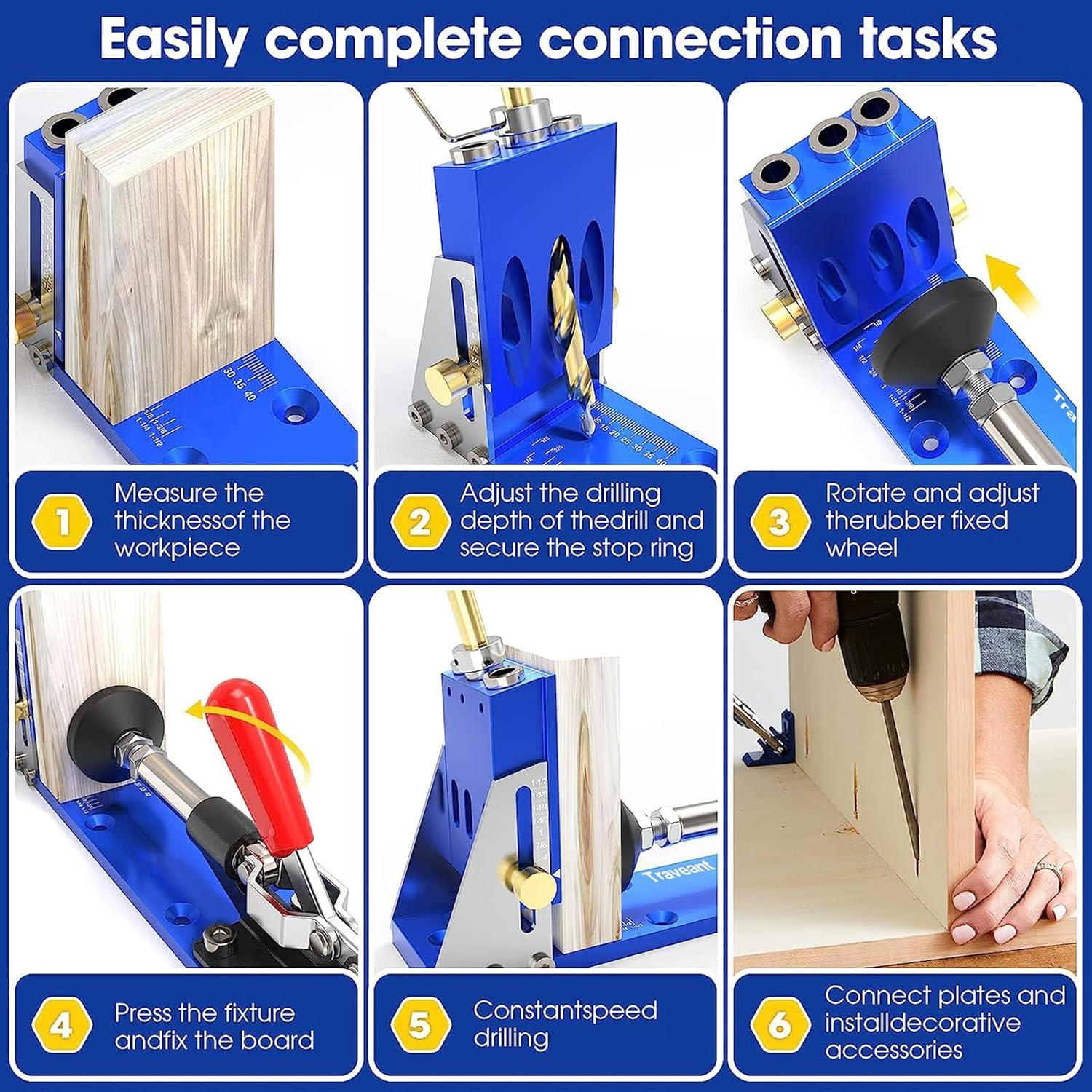 Kit de Plantilla de Agujeros de Pocket TRAVEANT - Ajustable 1.27-4.5 cm