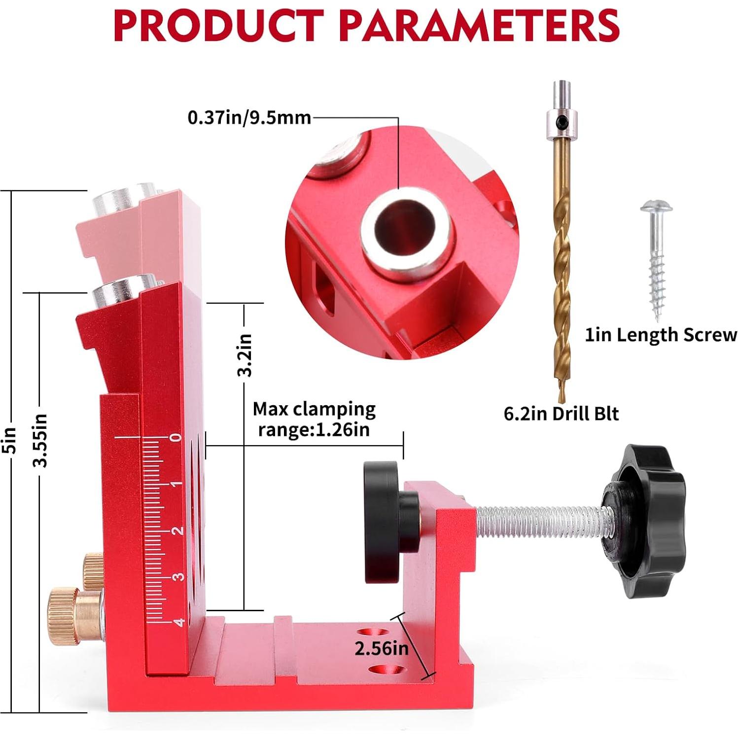 Kit de Plantilla de Agujeros de Pocket JSZYO - Aluminio Rojo