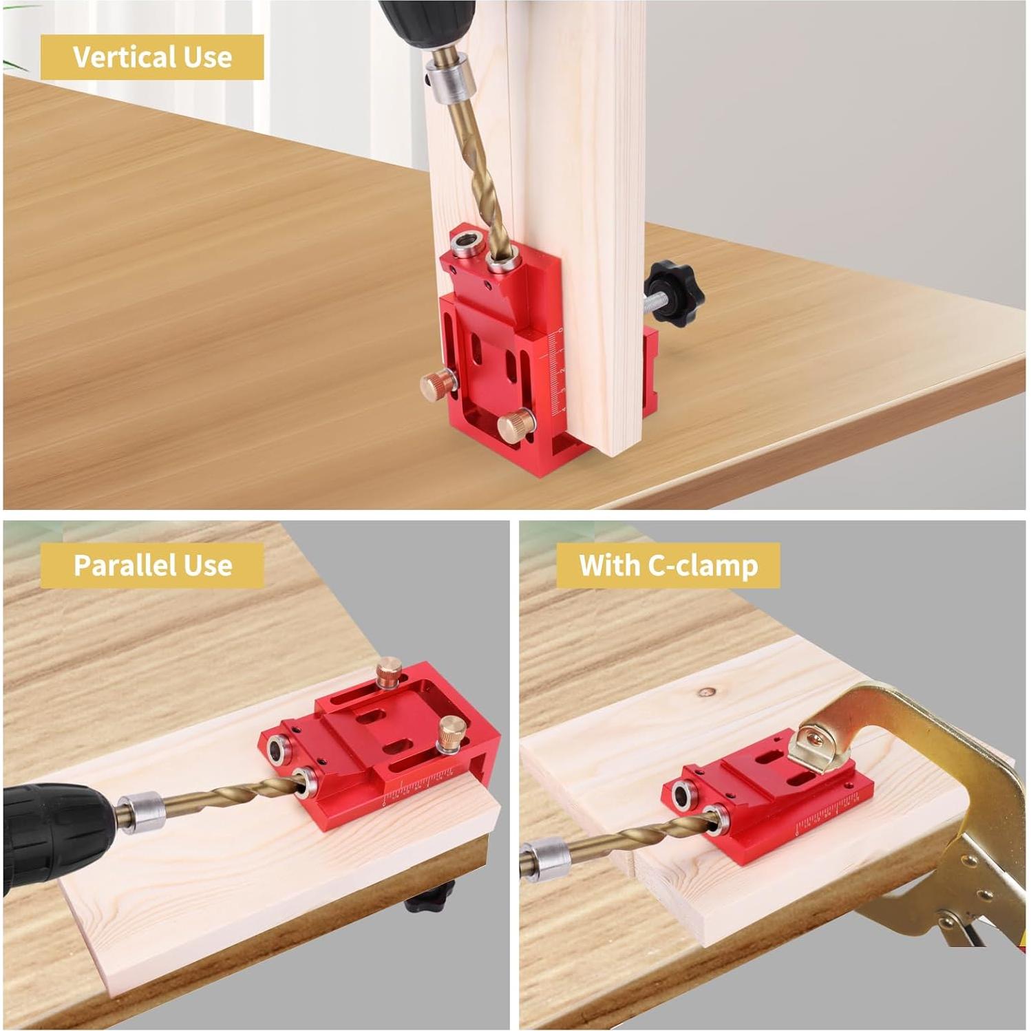 Kit de Plantilla de Agujeros de Pocket JSZYO - Aluminio Rojo