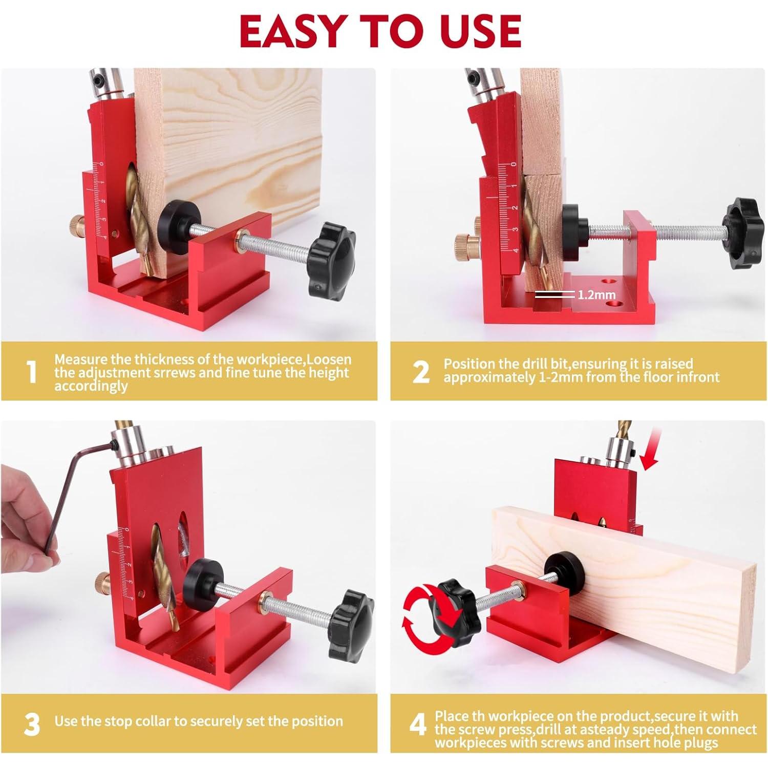 Kit de Plantilla de Agujeros de Pocket JSZYO - Aluminio Rojo