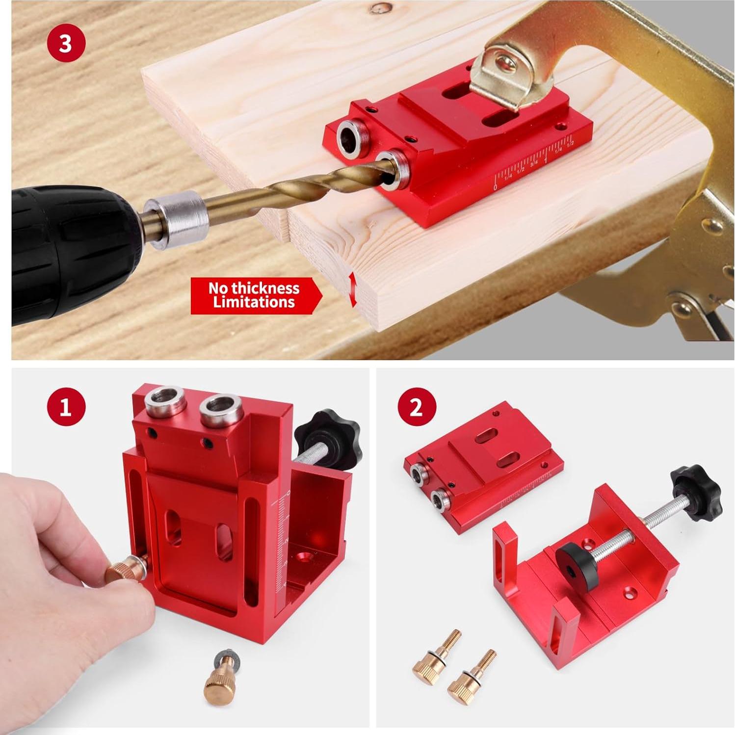 Kit de Plantilla de Agujeros de Pocket JSZYO - Aluminio Rojo