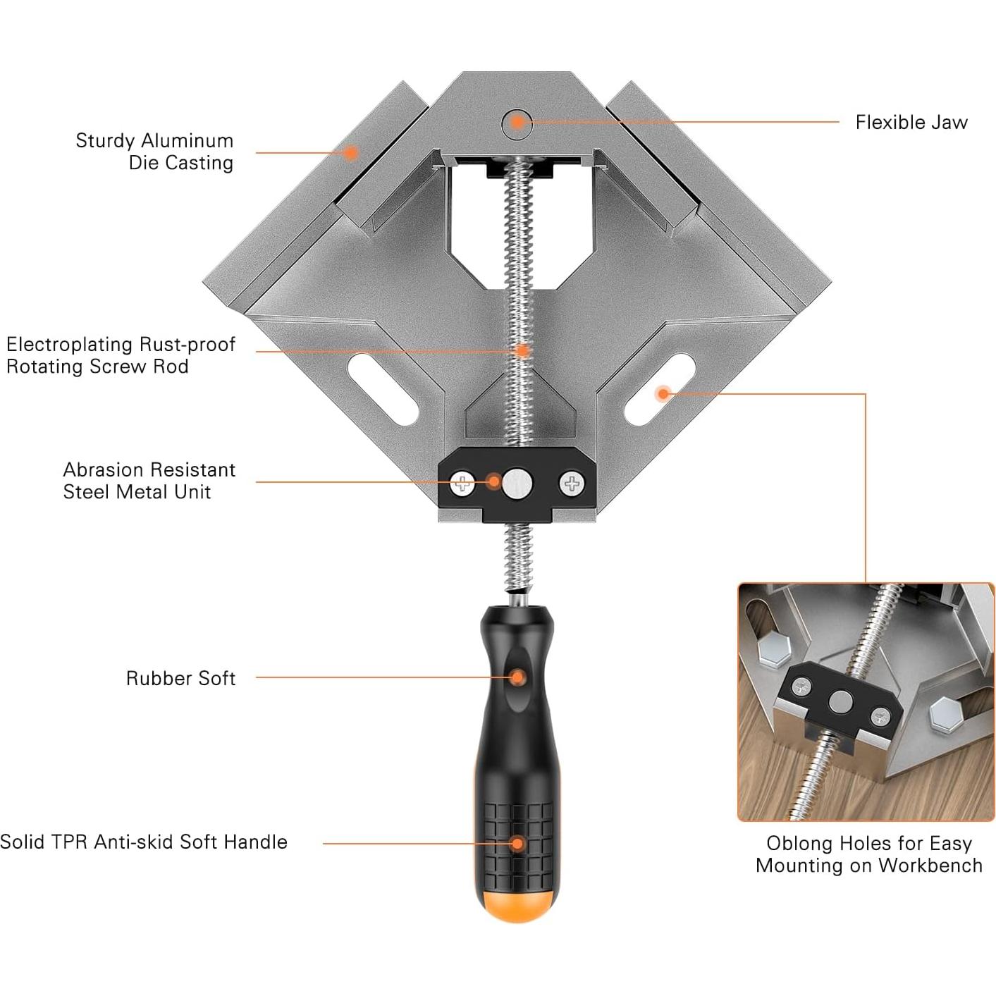 Abrazadera de Ángulo Recto Housolution 4 Pack Aluminio 90°