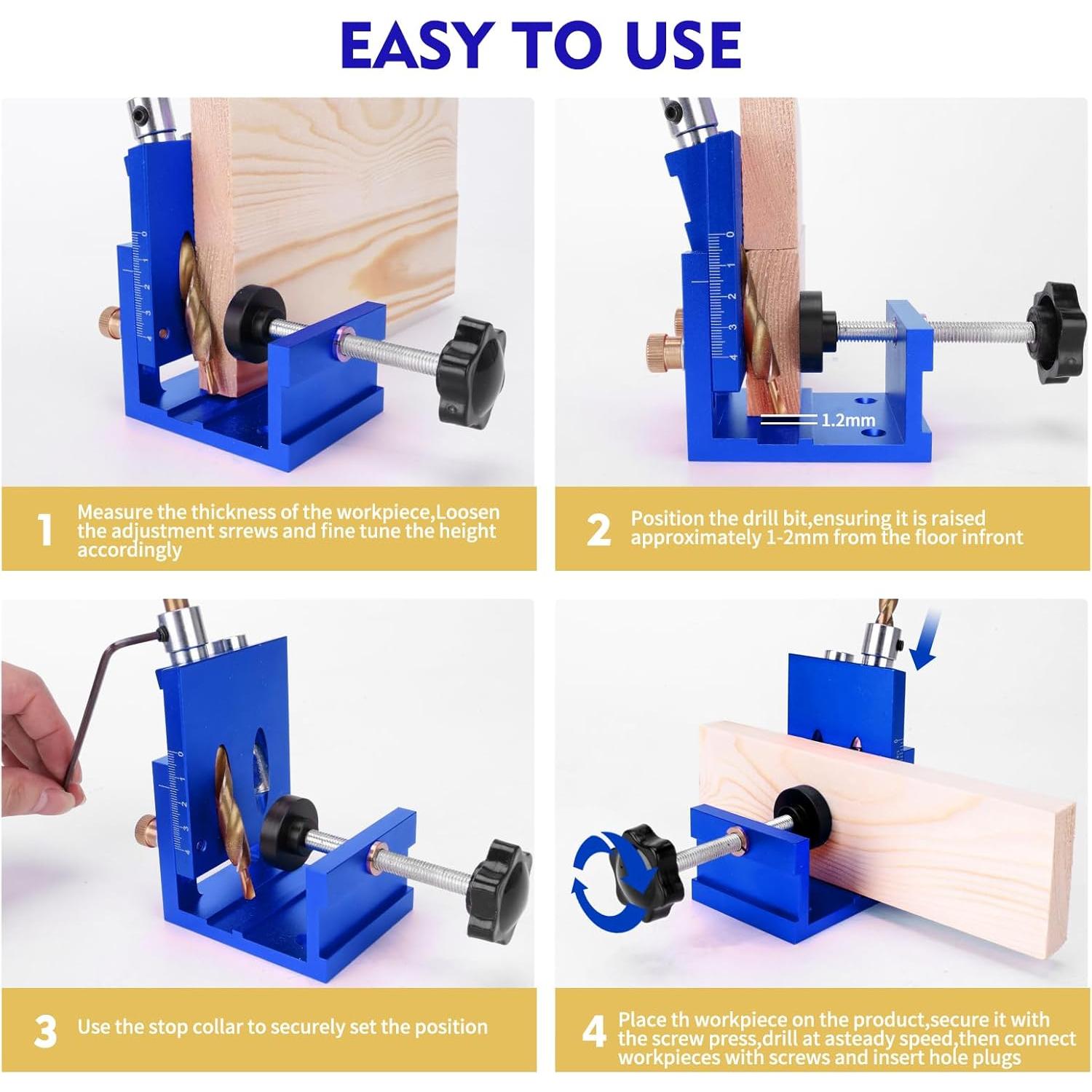 Kit de Plantilla de Agujeros de Pocket JSZYO - Aluminio Azul