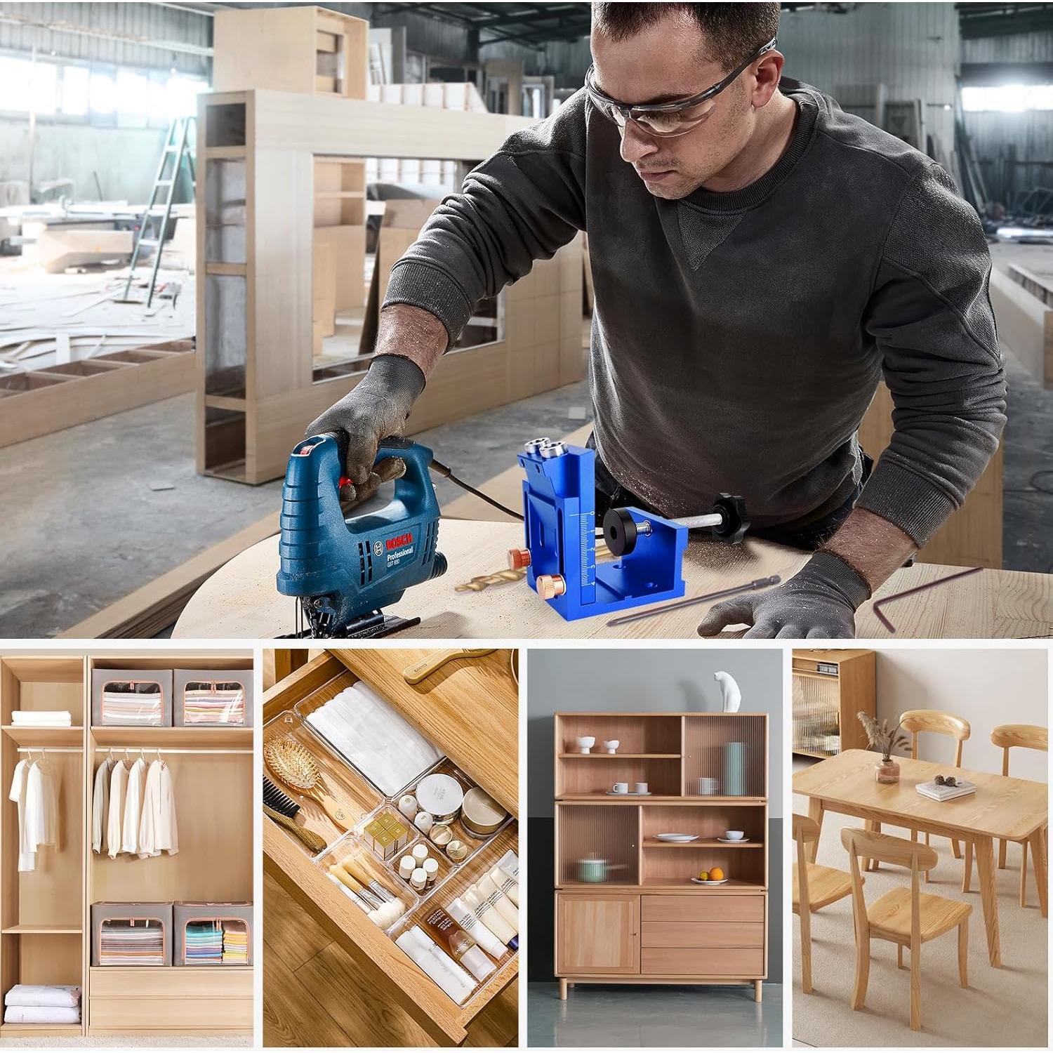 Kit de Plantilla de Agujeros de Pocket JSZYO - Aluminio Azul