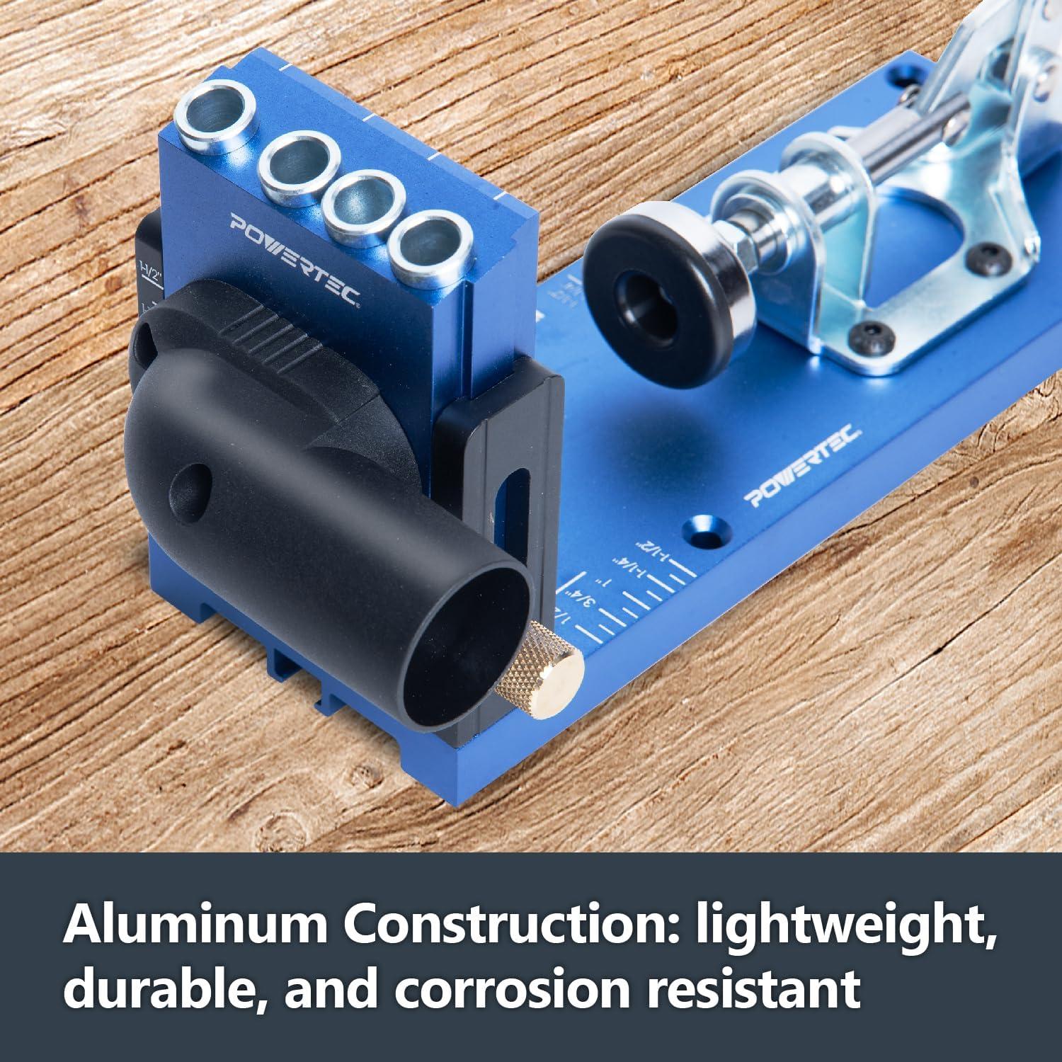 Plantilla de Agujeros de Pocket POWERTEC 71844 Aluminio Ajustable