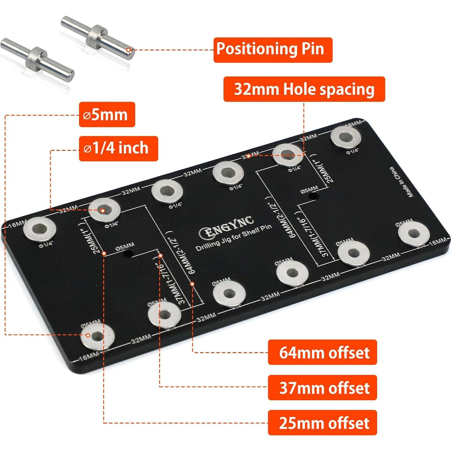 Plantilla de Perforación para Pasadores de Estante ENGYNC 6.35mm y 5mm
