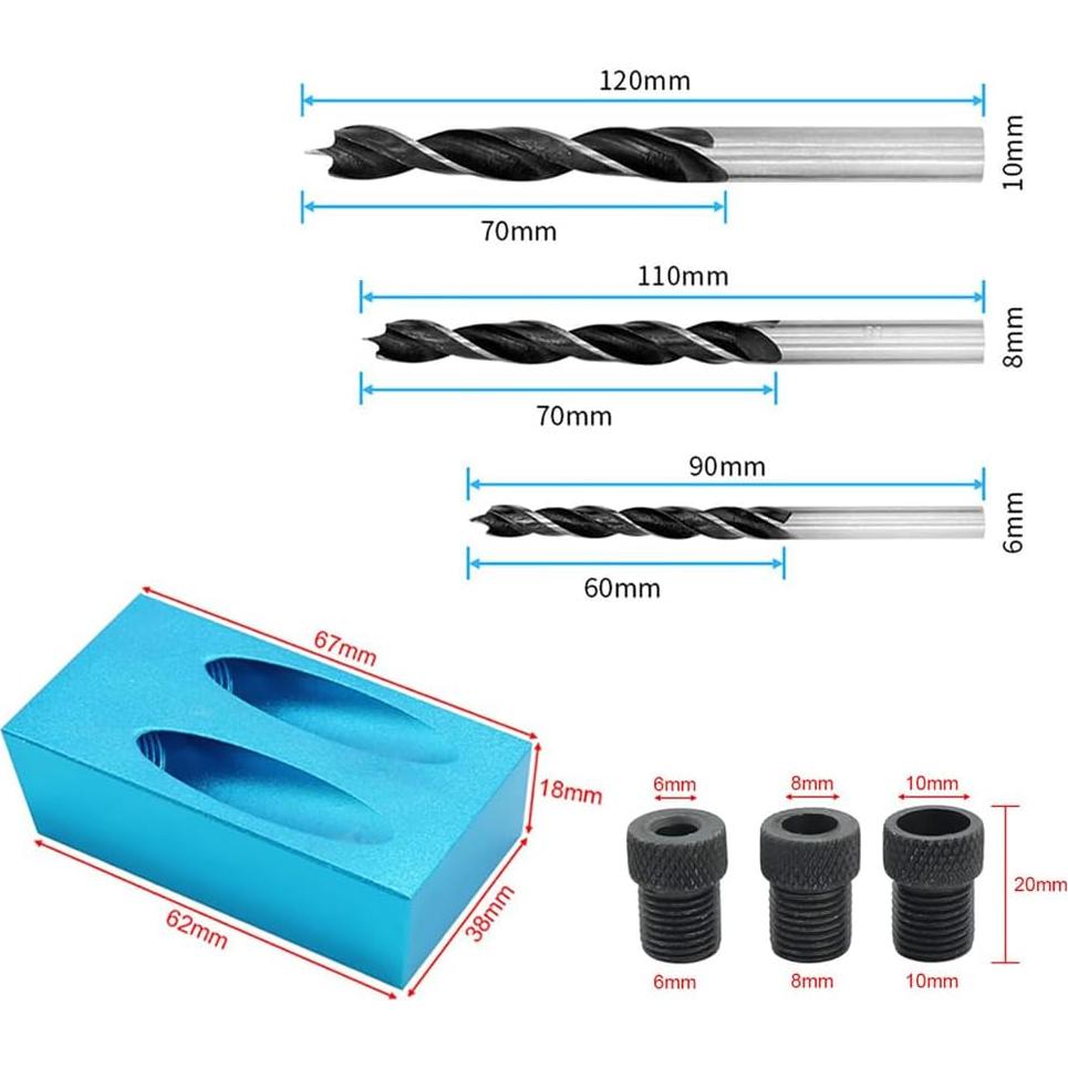 Plantilla de Perforación Dowel Joywayus 6/8/10mm para Carpintería