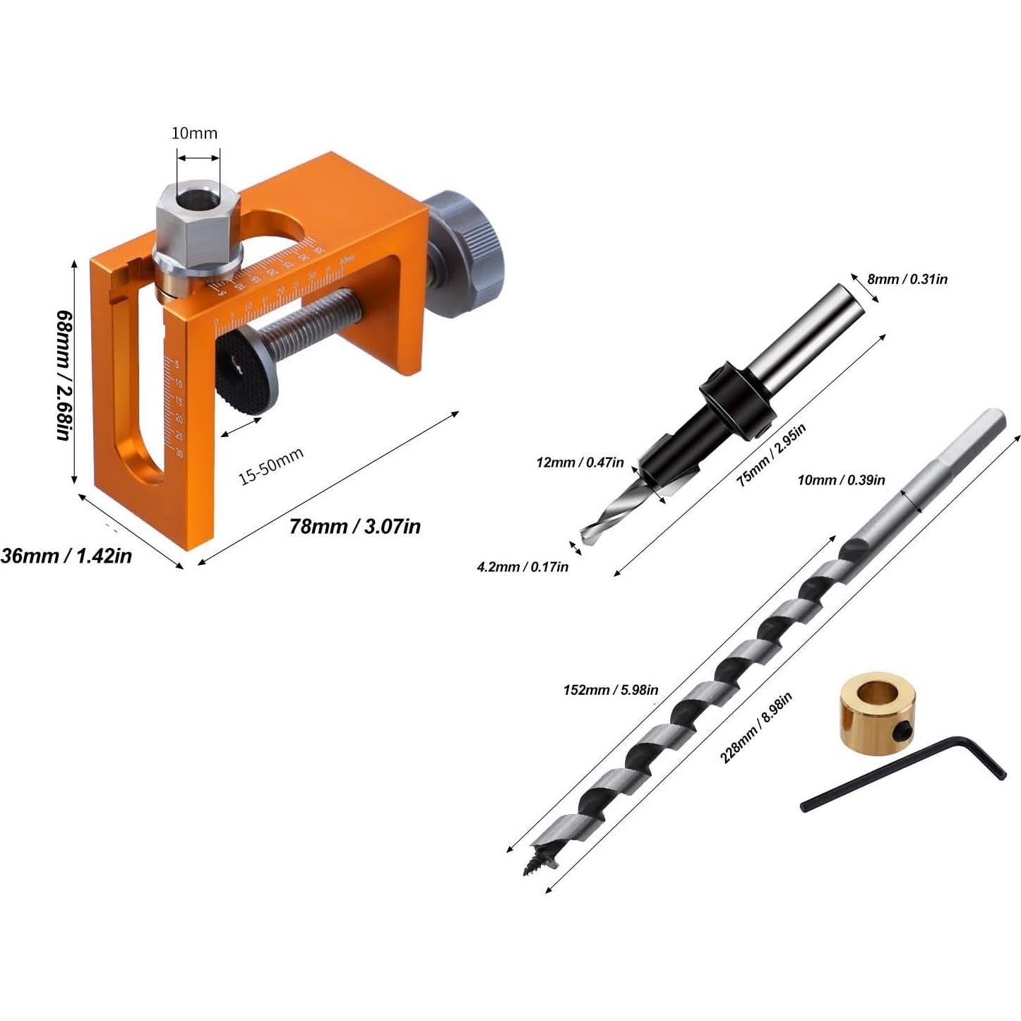 Kit de Plantilla de Perforación Dowel 10mm Hyuduo para Carpintería