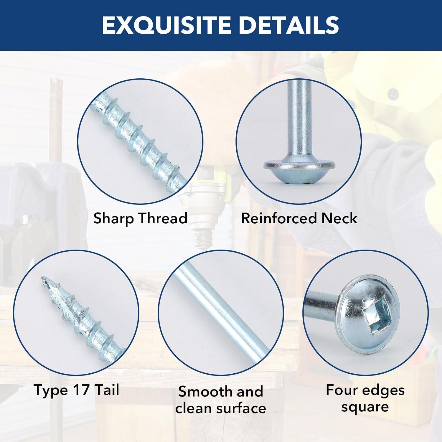 Tornillos de Madera Bobibbi #8x38mm Zinc 300Pcs con Bit 150mm