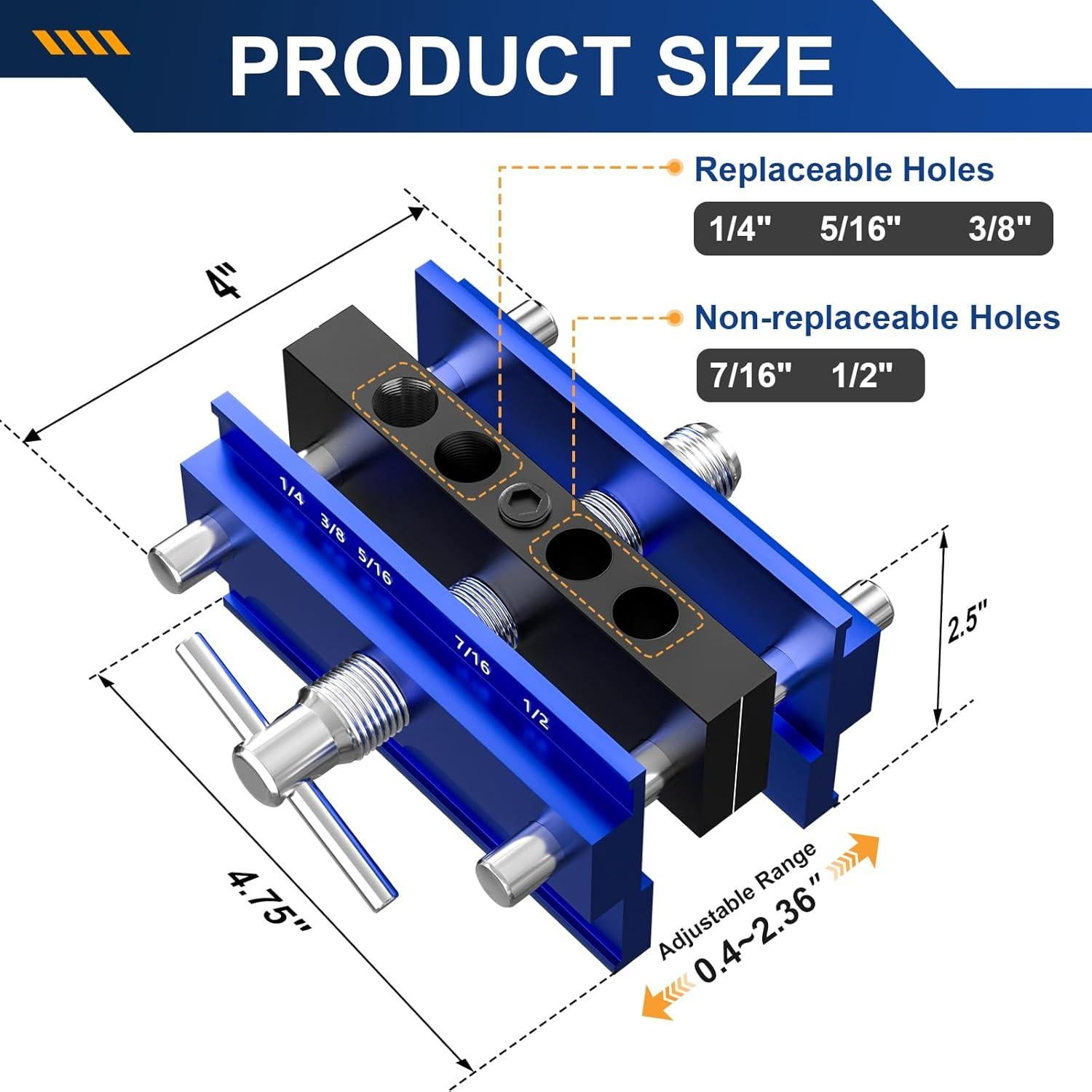 Kit Plantilla Dowel Autocentrante Beaiguna 6 Bushings 0.64-0.95 cm