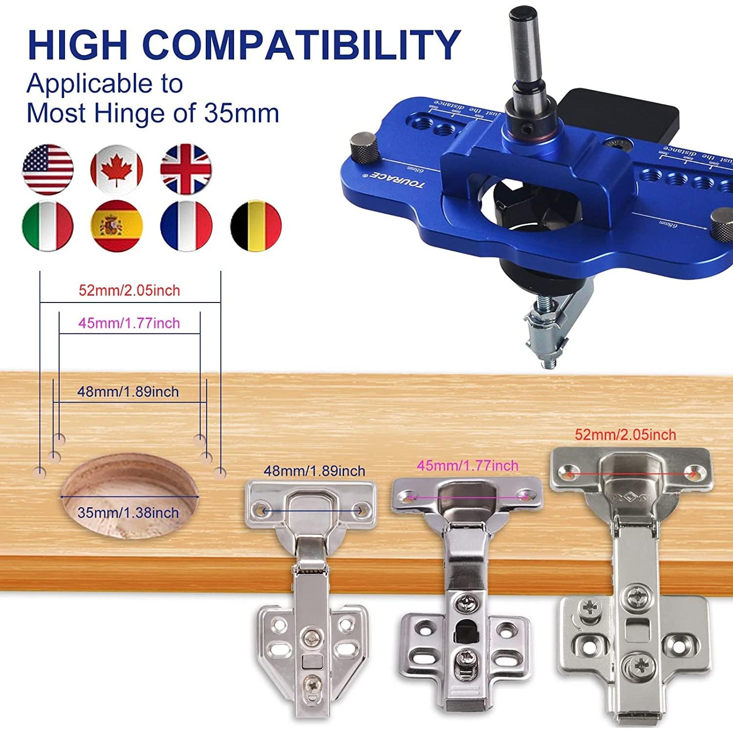 Plantilla de Bisagra Oculta TOURACE 35mm Aluminio Azul
