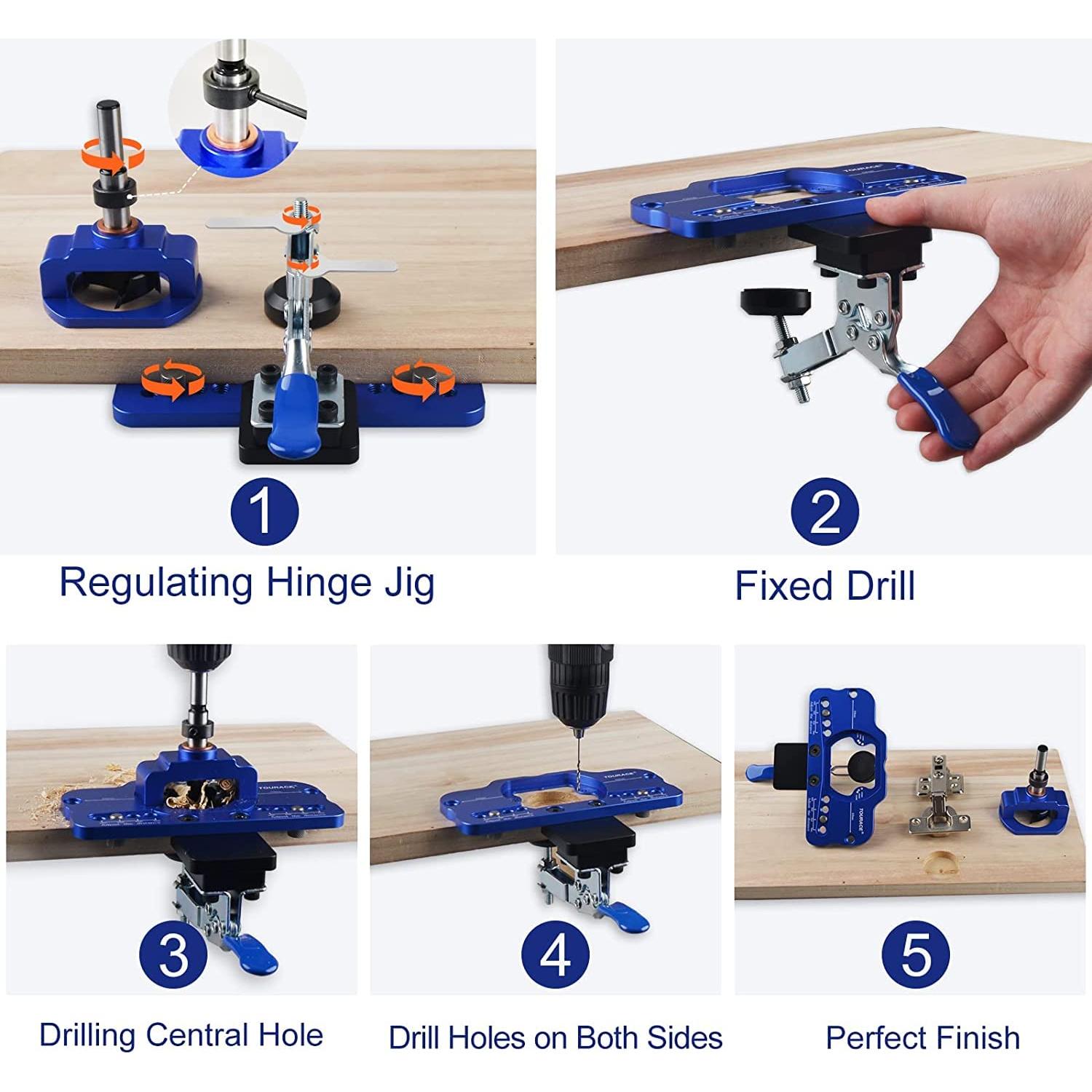 Plantilla de Bisagra Oculta TOURACE 35mm Aluminio Azul