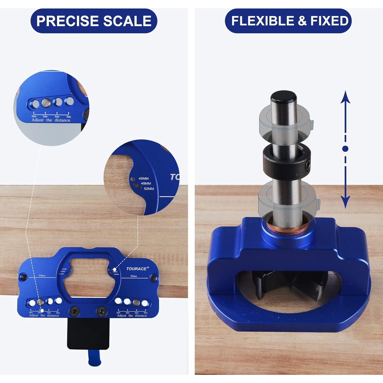 Plantilla de Bisagra Oculta TOURACE 35mm Aluminio Azul