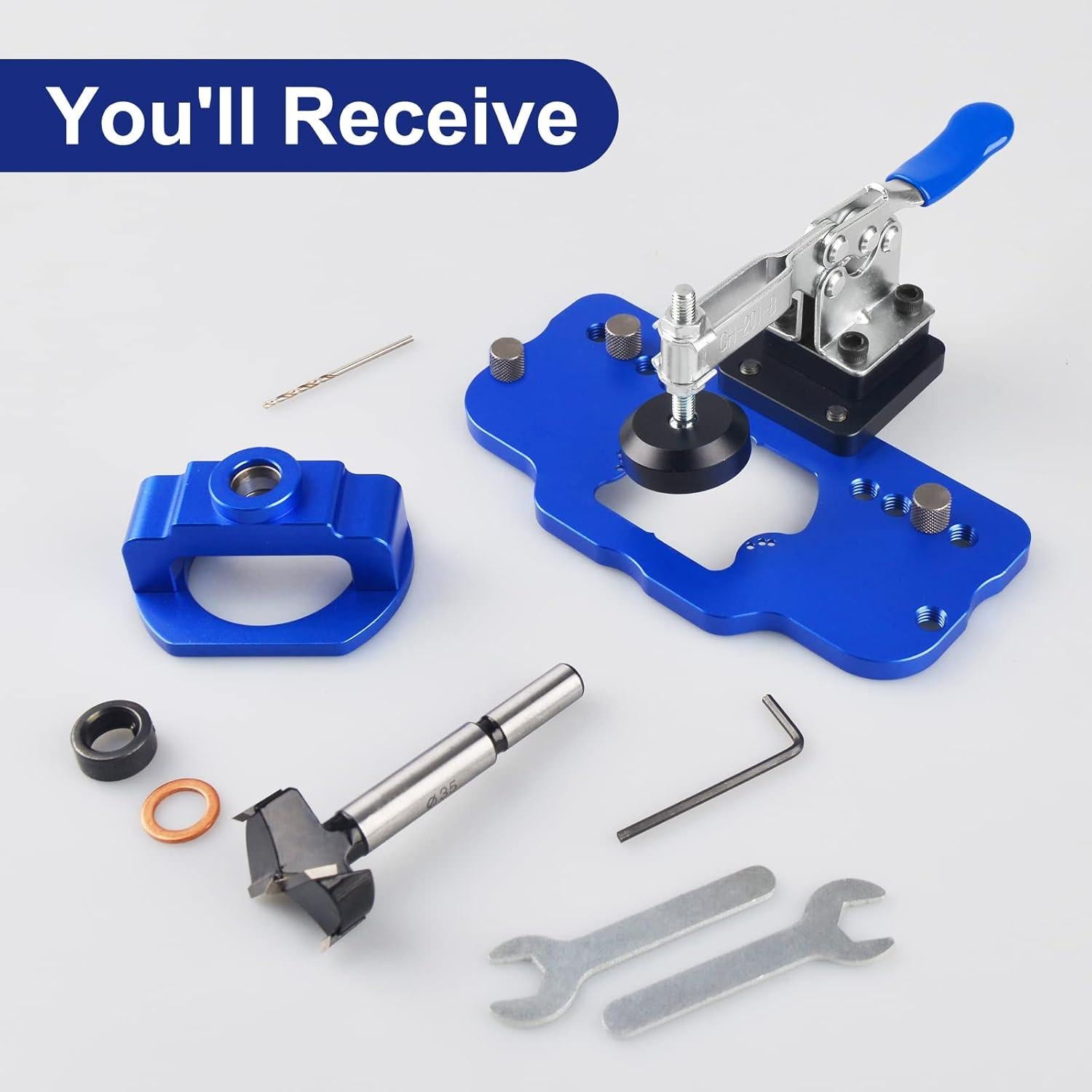 Plantilla de Bisagra Oculta TOURACE 35mm Aluminio Azul