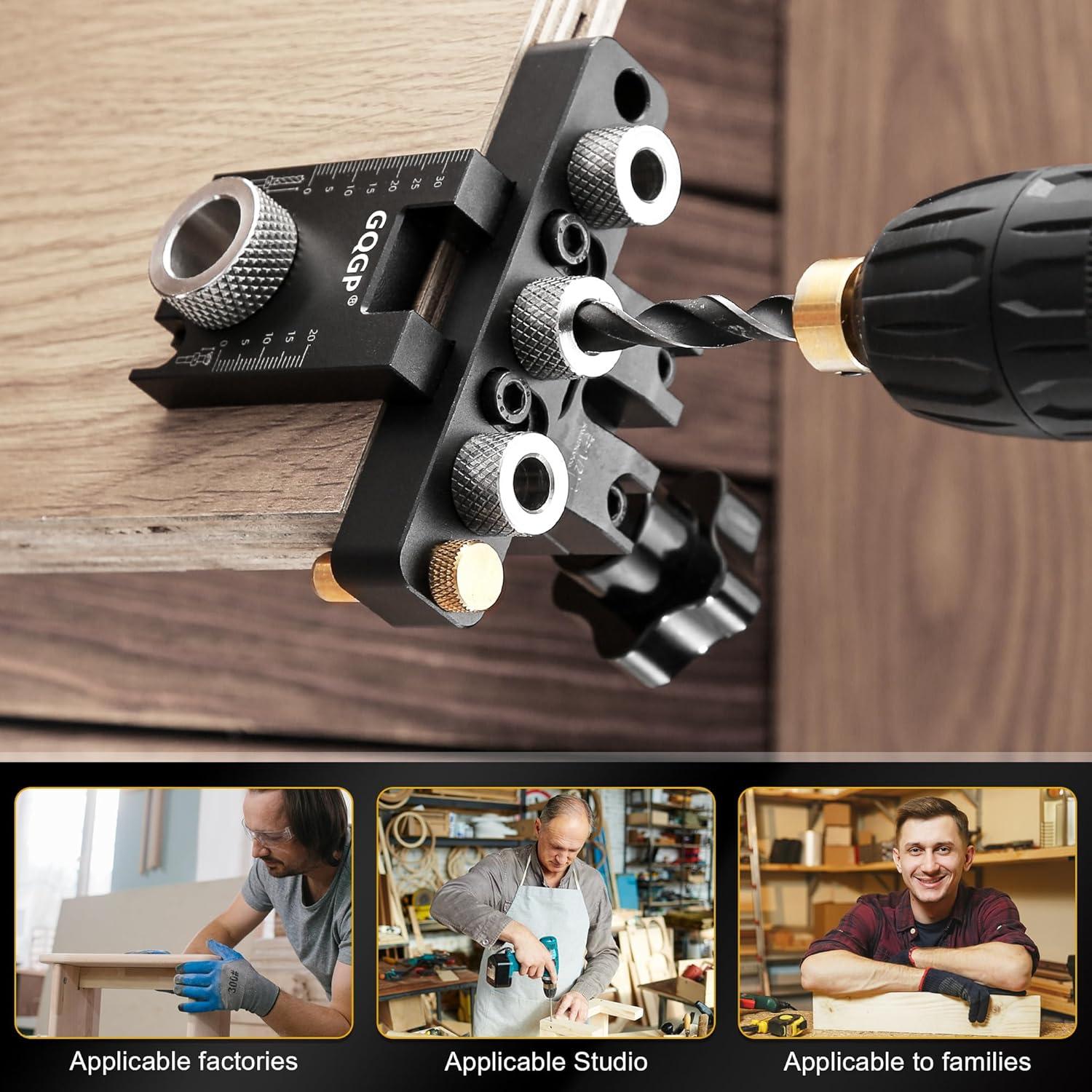 Kit de Plantilla de Perforación de Espigas GQGP 3 en 1 Ajustable