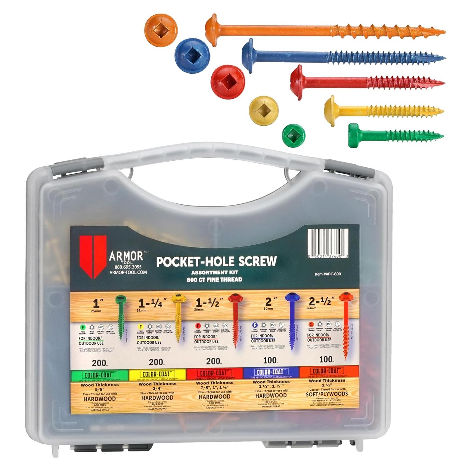 Juego de Tornillos de Rosca Fina Armor Tool 800 Piezas