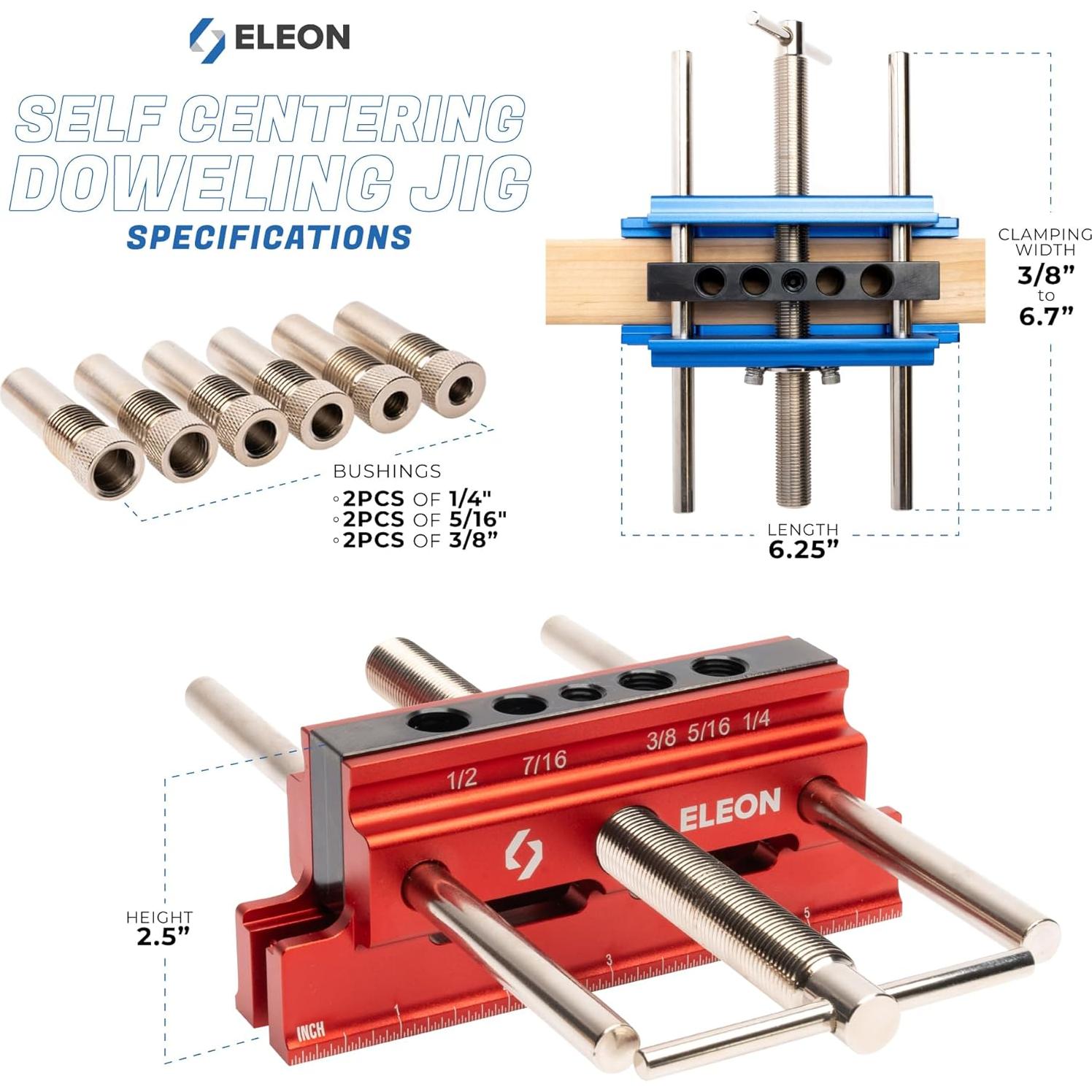 Plantilla de Dowel Autocentrante Eleon - Aluminio Azul Extra Grande